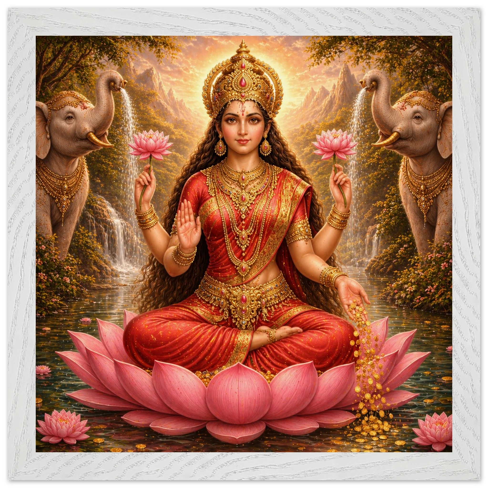 Lakshmi – Mythologie Fine Art Print mit Rahmen | babasan