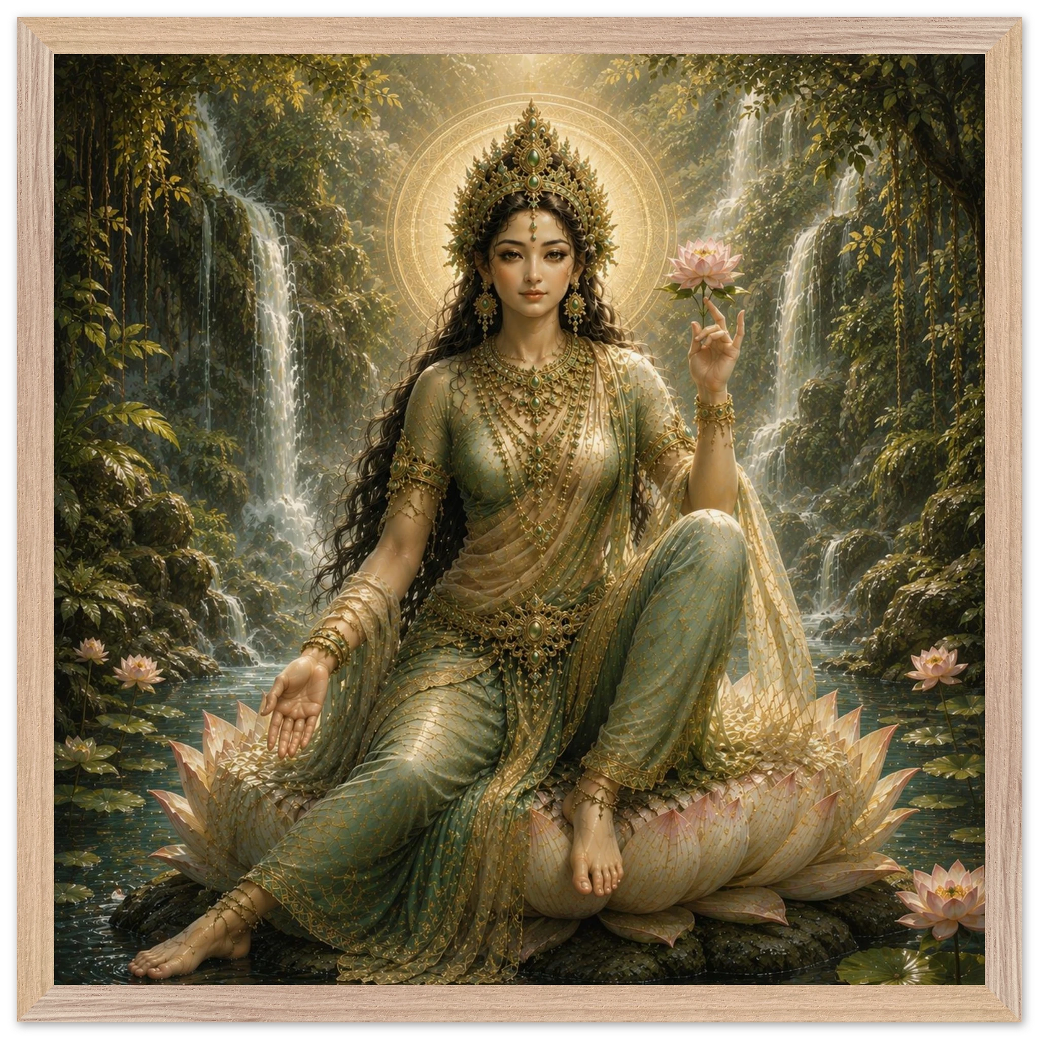 Grüne Tara – Mythologie Fine Art Print mit Rahmen | babasan