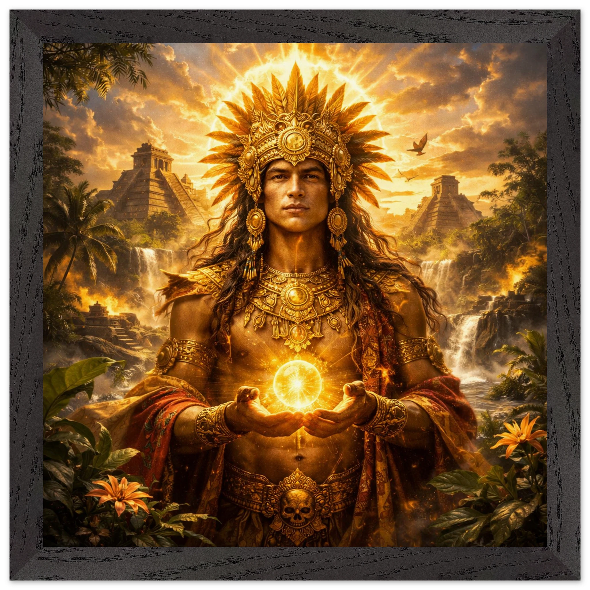 Kinich Ahau – Mythologie Fine Art Print mit Rahmen | babasan