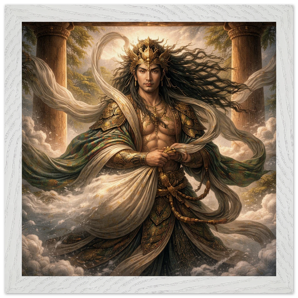 Fūjin – Mythologie Fine Art Print mit Rahmen | babasan