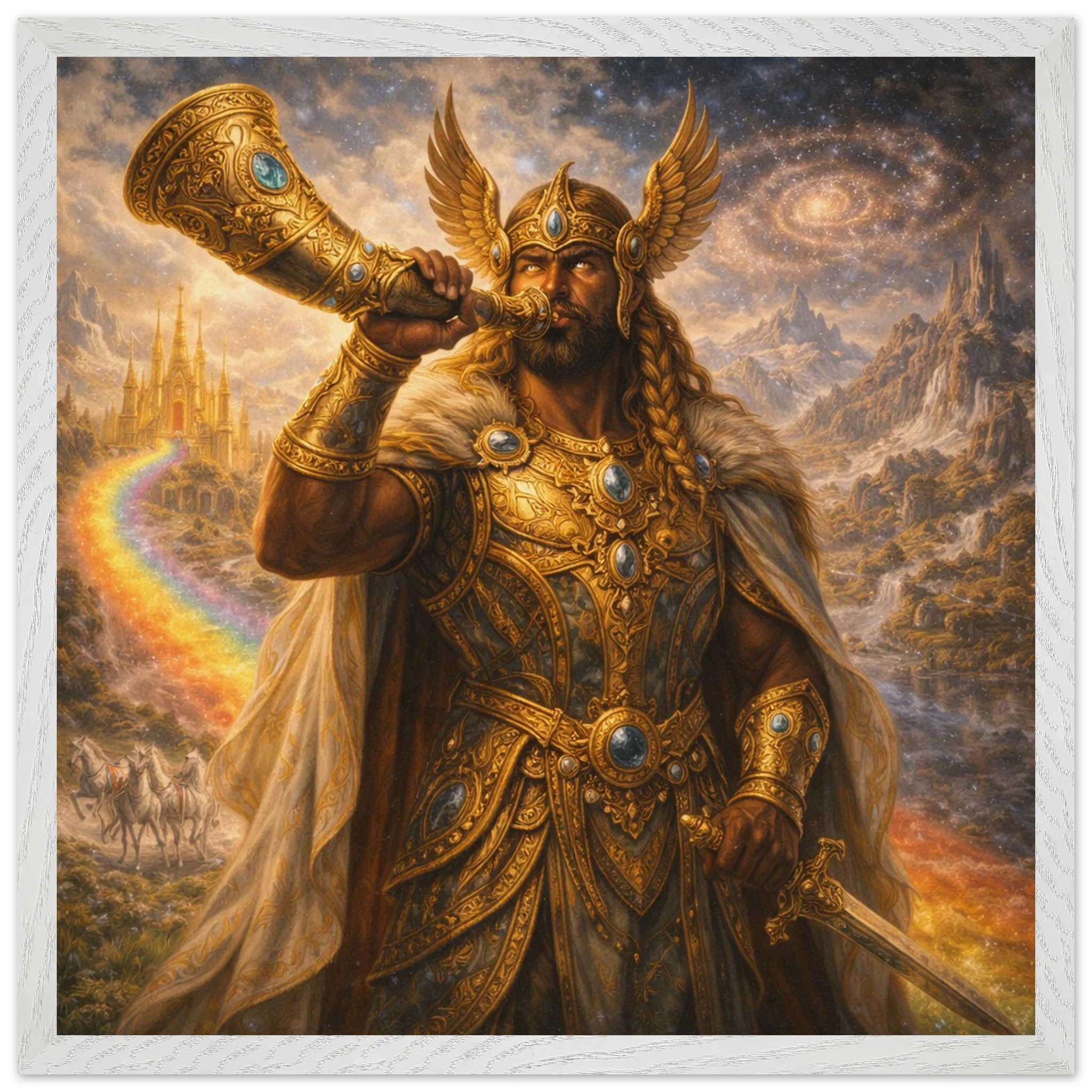 Heimdall – Mythologie Fine Art Print mit Rahmen | babasan