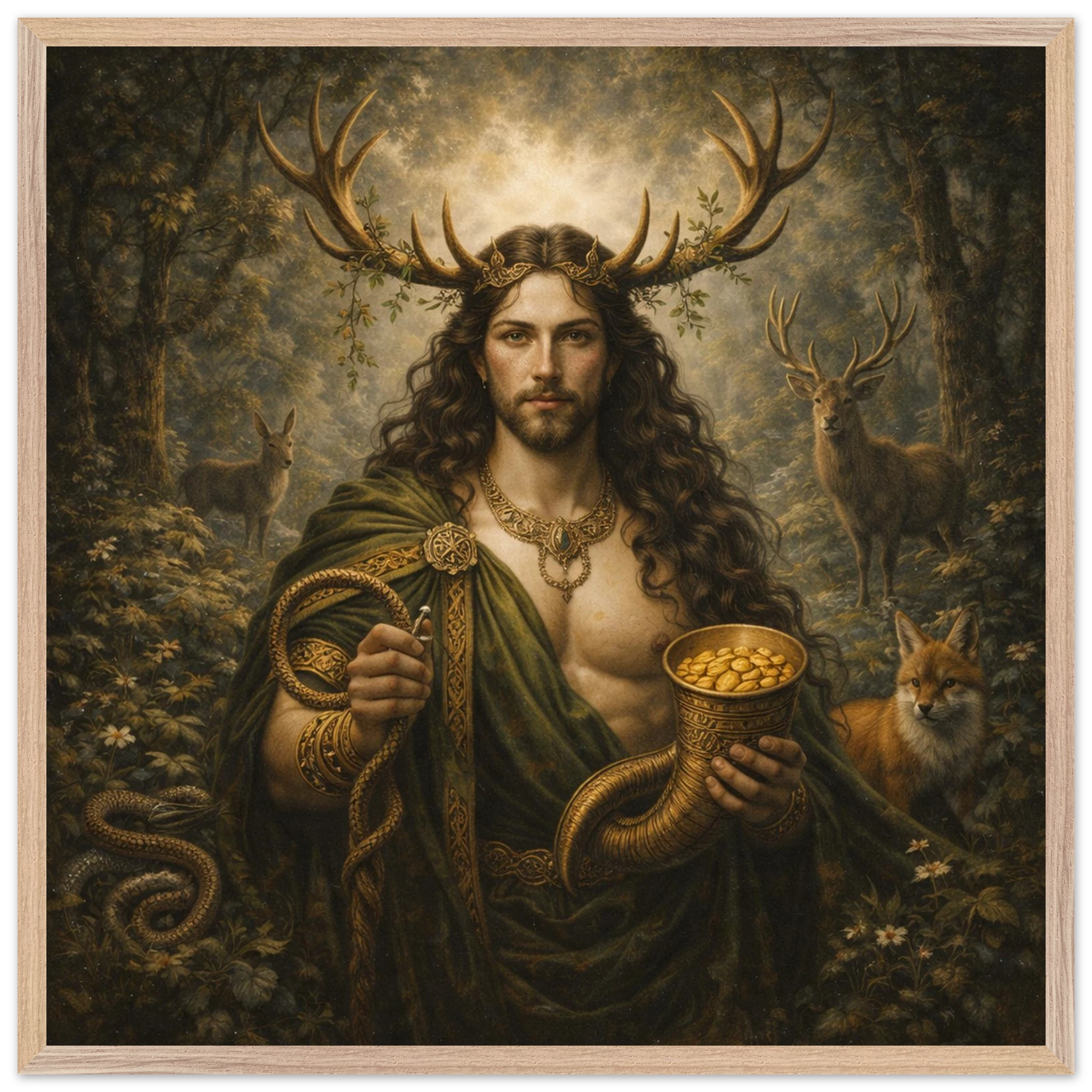 Cernunnos – Mythologie Fine Art Print mit Rahmen | babasan