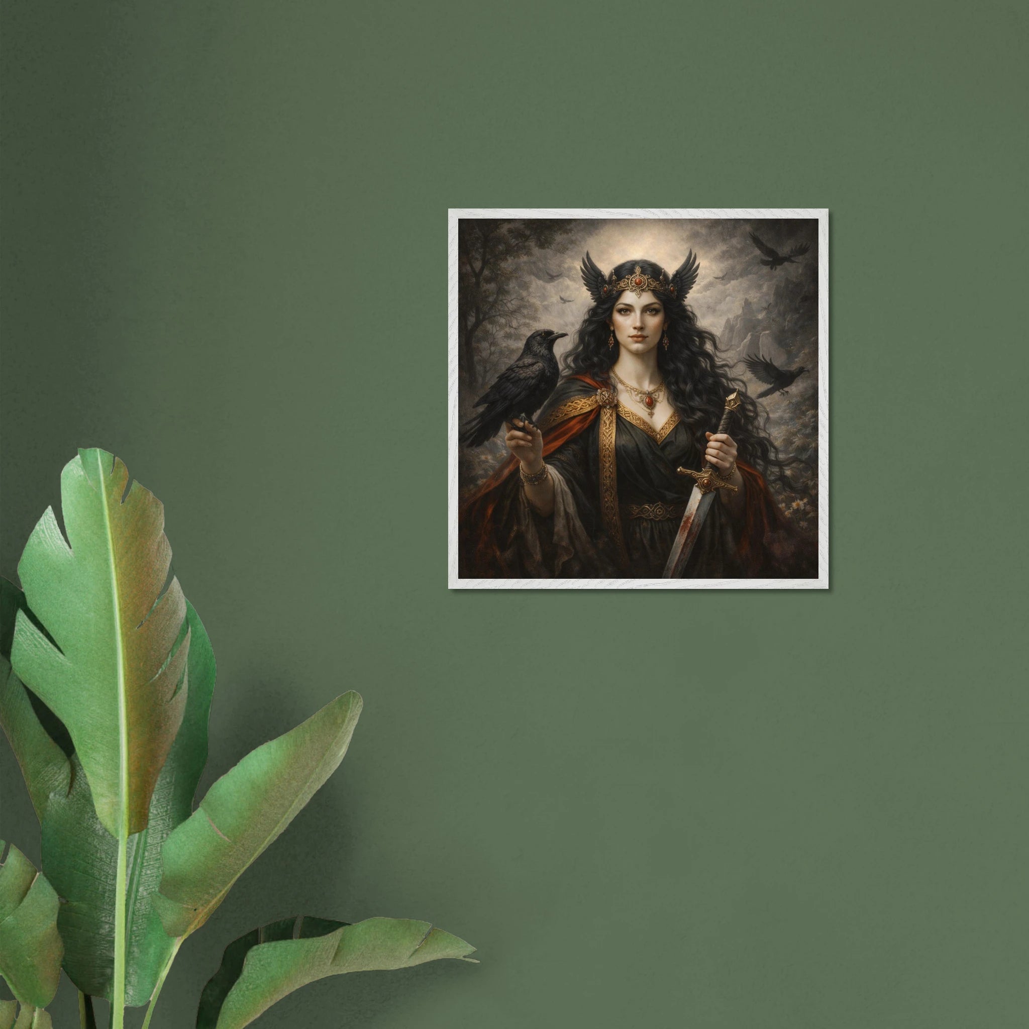 Morrigan – Mythologie Fine Art Print mit Rahmen | babasan