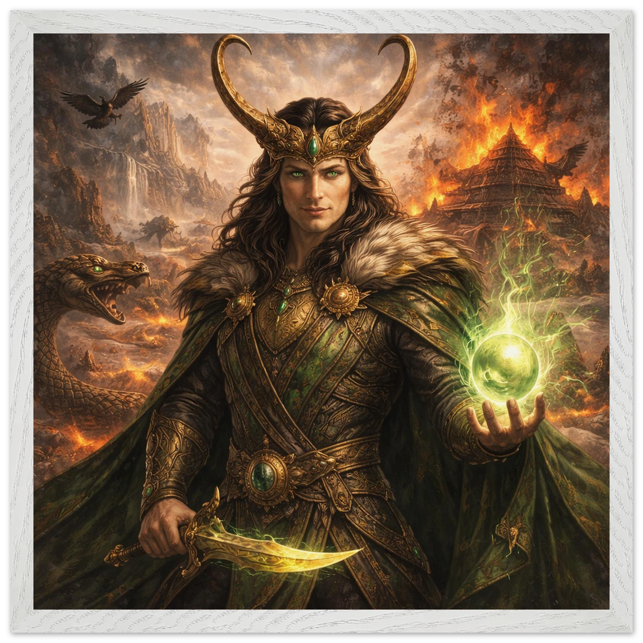 Loki – Mythologie Fine Art Print mit Rahmen | babasan