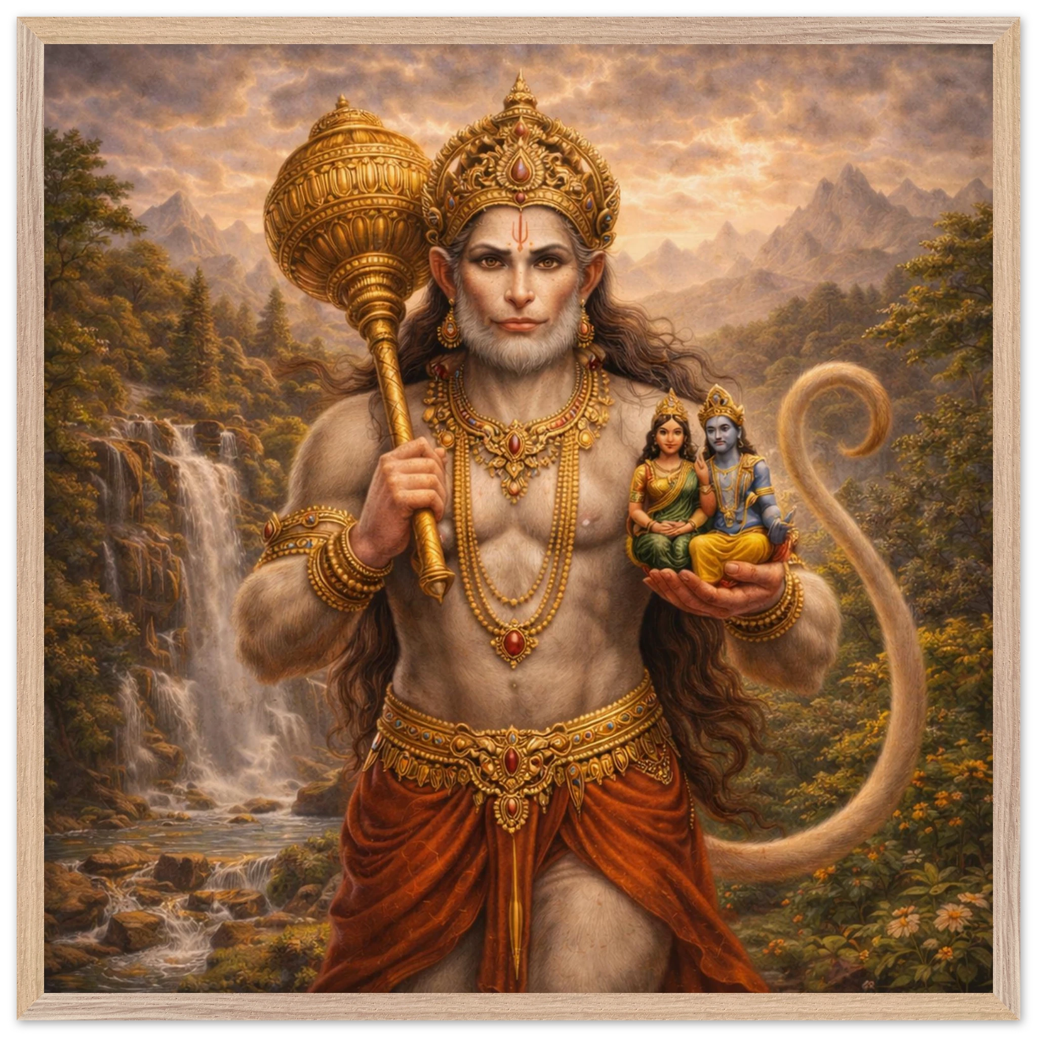 Hanuman – Mythologie Fine Art Print mit Rahmen | babasan