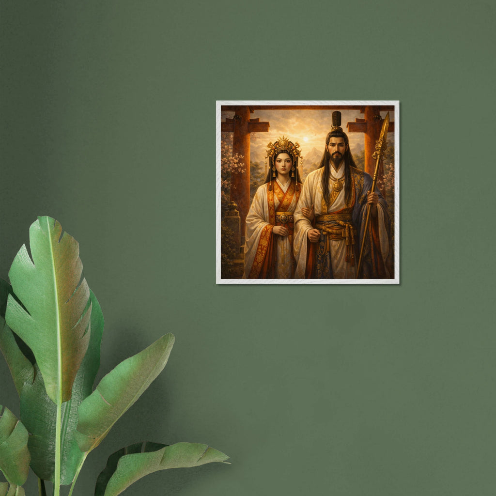 Izanagi Izanami – Mythologie Fine Art Print mit Rahmen | babasan