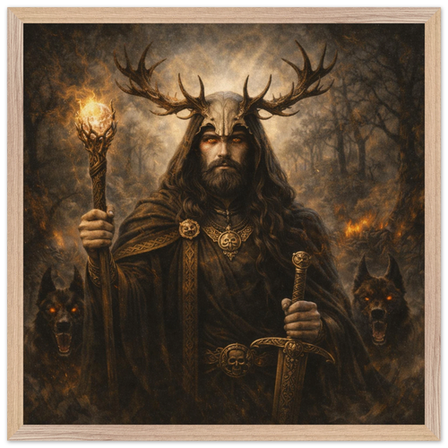 Arawn – Mythologie Fine Art Print mit Rahmen | babasan