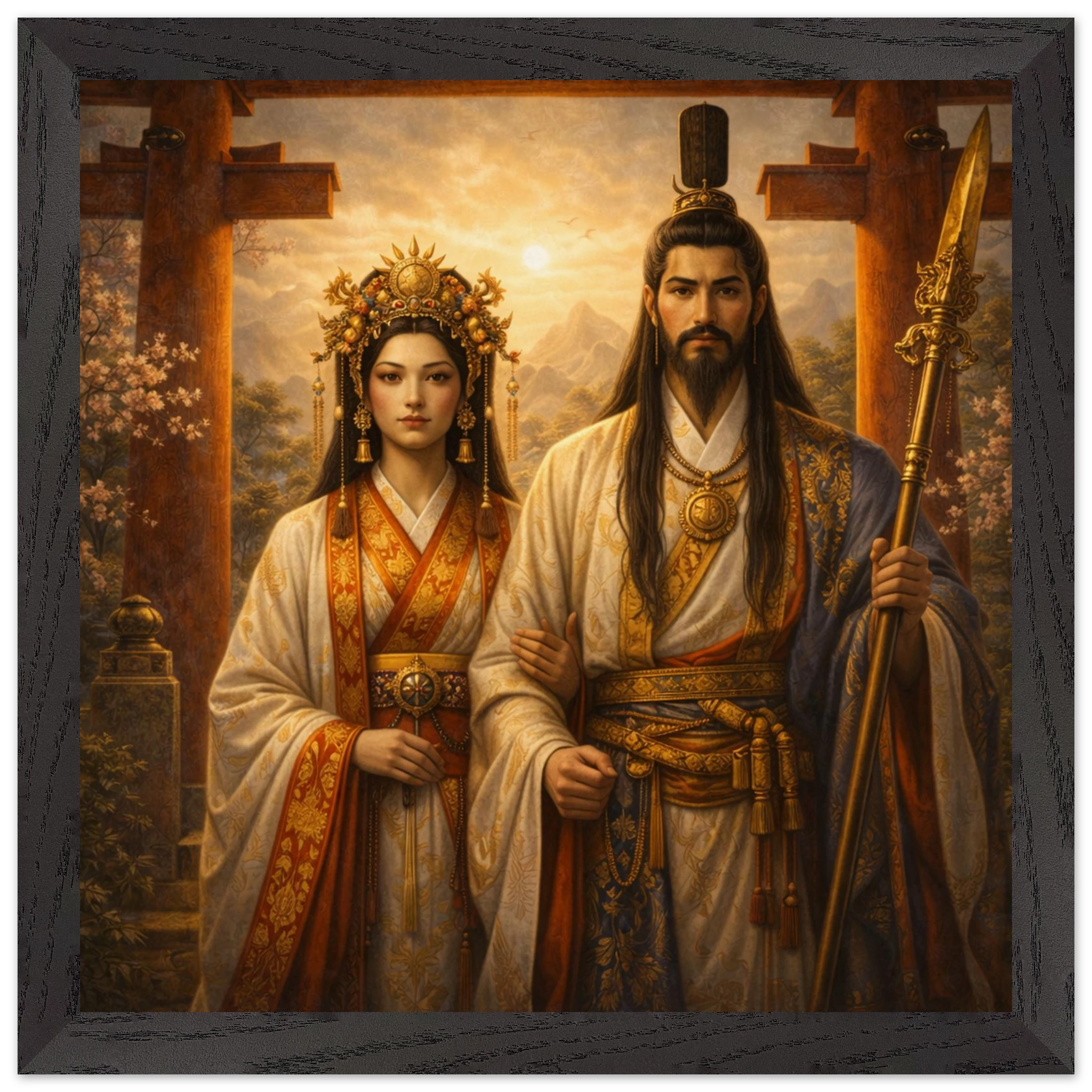 Izanagi Izanami – Mythologie Fine Art Print mit Rahmen | babasan