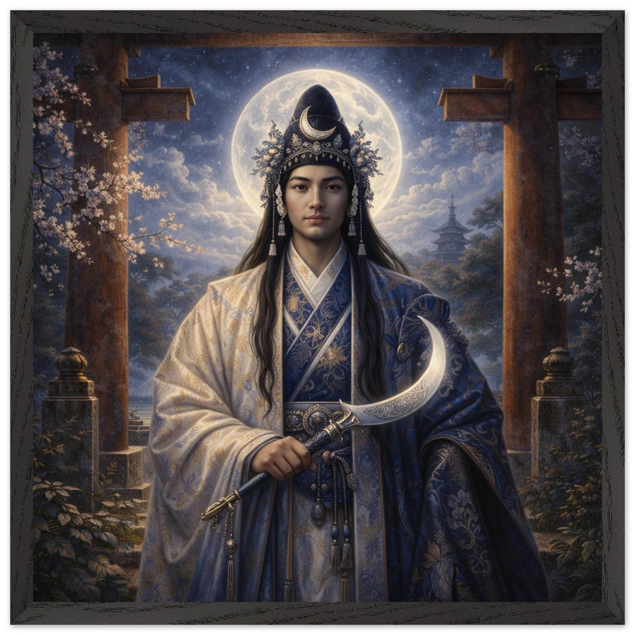 Tsukiyomi – Mythologie Fine Art Print mit Rahmen | babasan