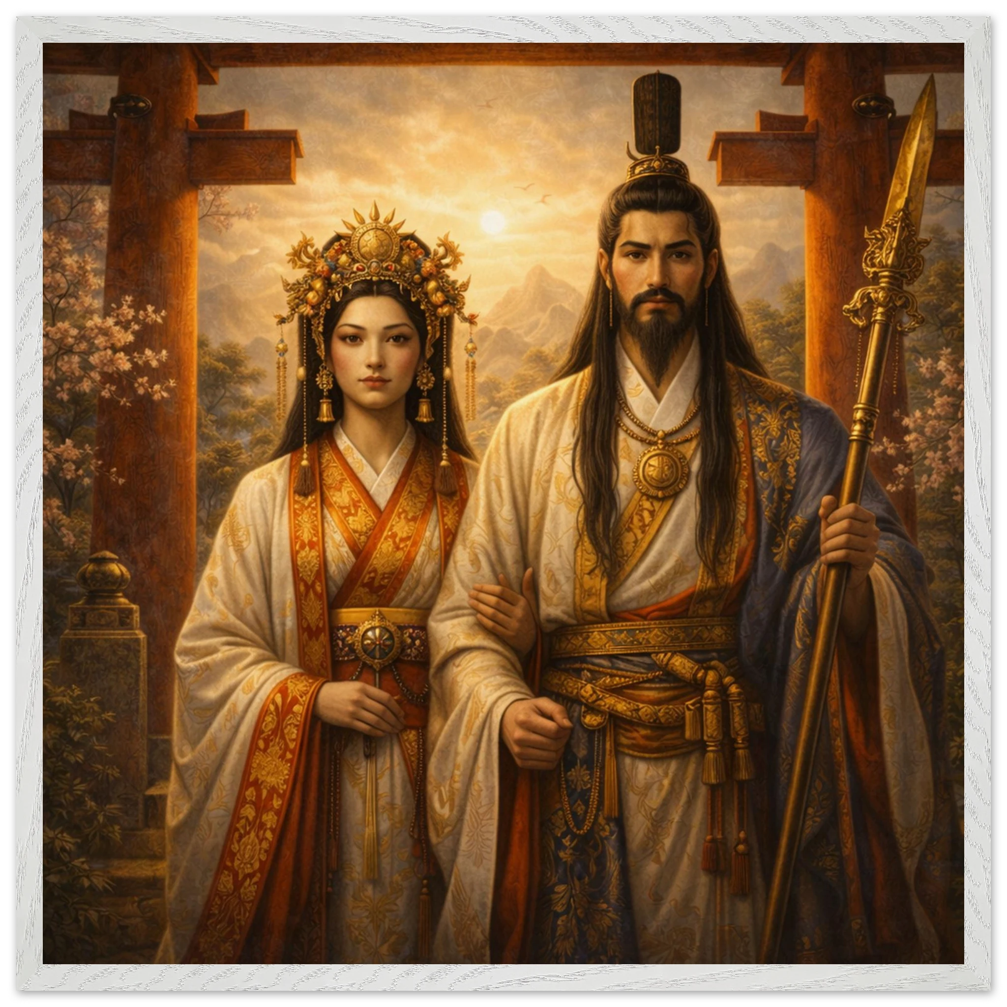 Izanagi Izanami – Mythologie Fine Art Print mit Rahmen | babasan