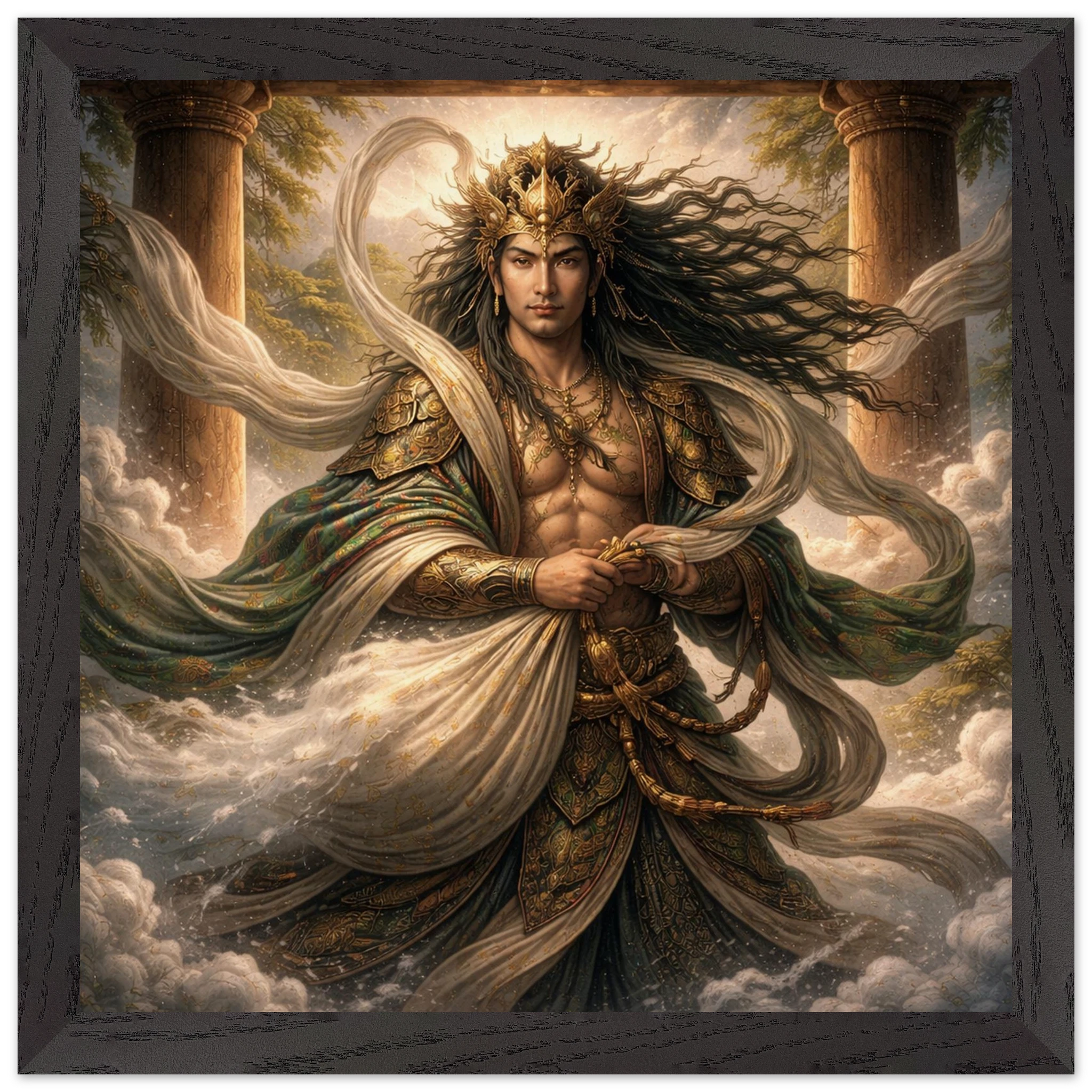 Fūjin – Mythologie Fine Art Print mit Rahmen | babasan