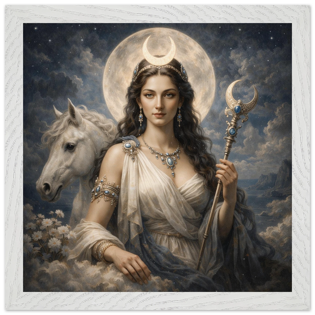 Luna – Mythologie Fine Art Print mit Rahmen | babasan