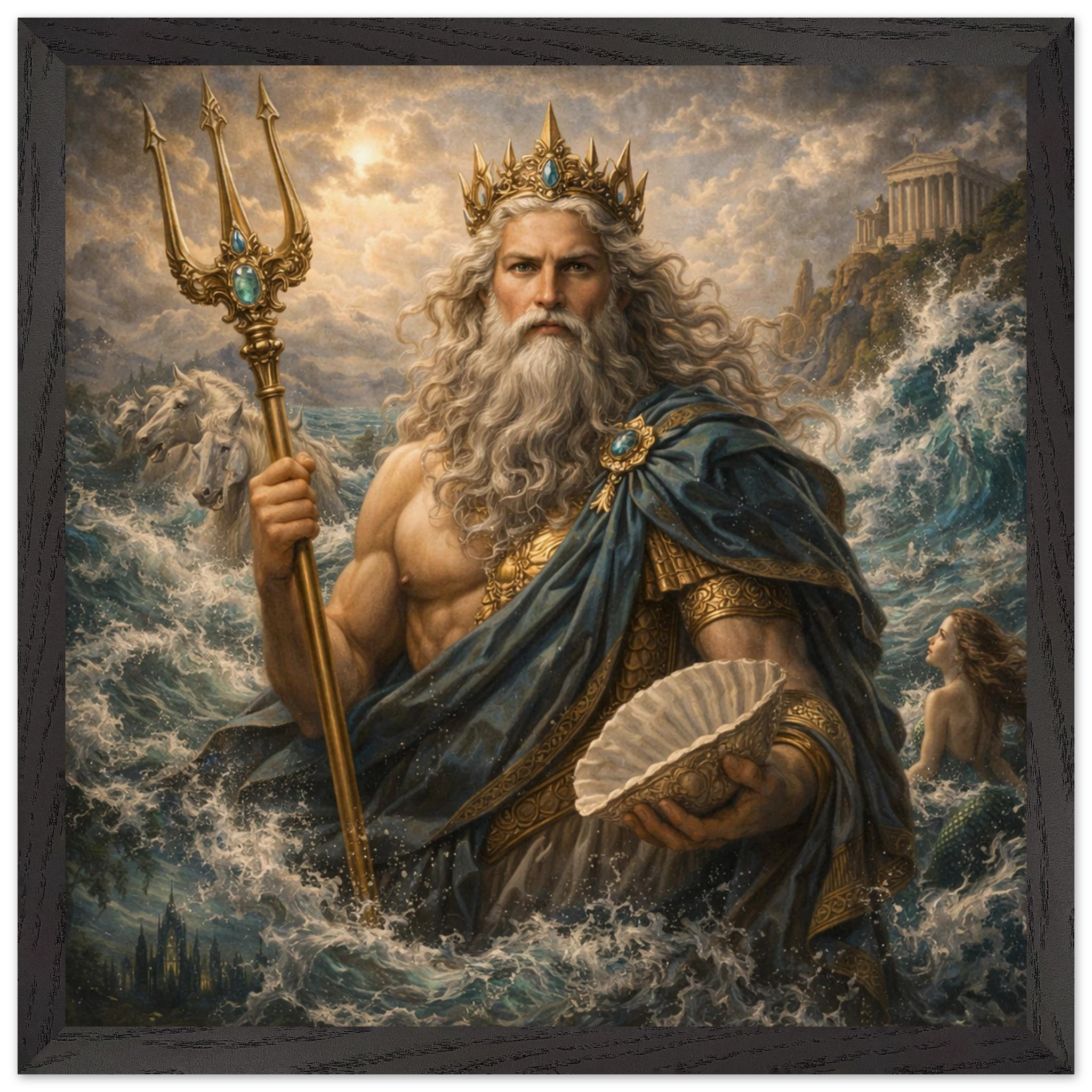 Neptun – Mythologie Fine Art Print mit Rahmen | babasan