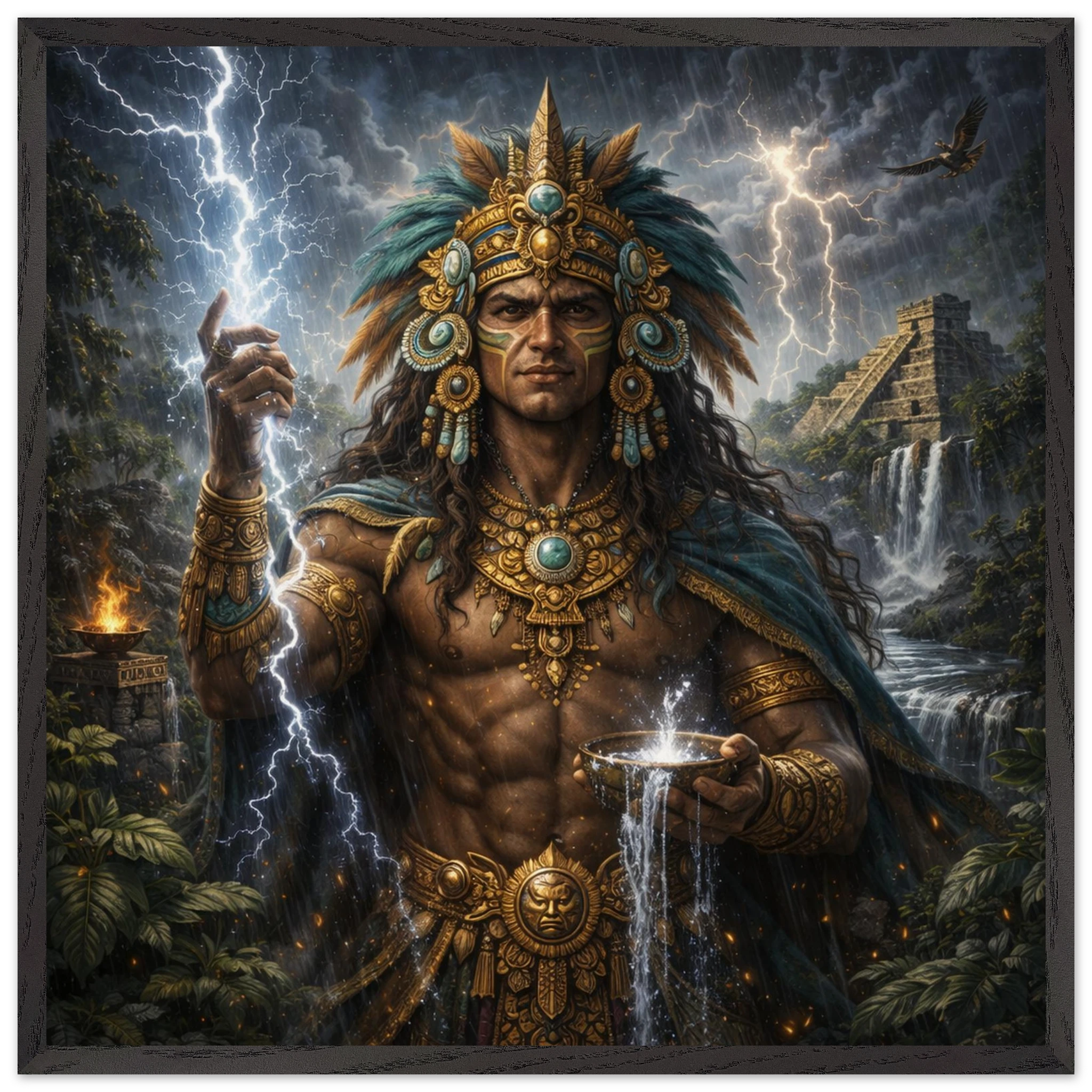 Chaac – Mythologie Fine Art Print mit Rahmen | babasan