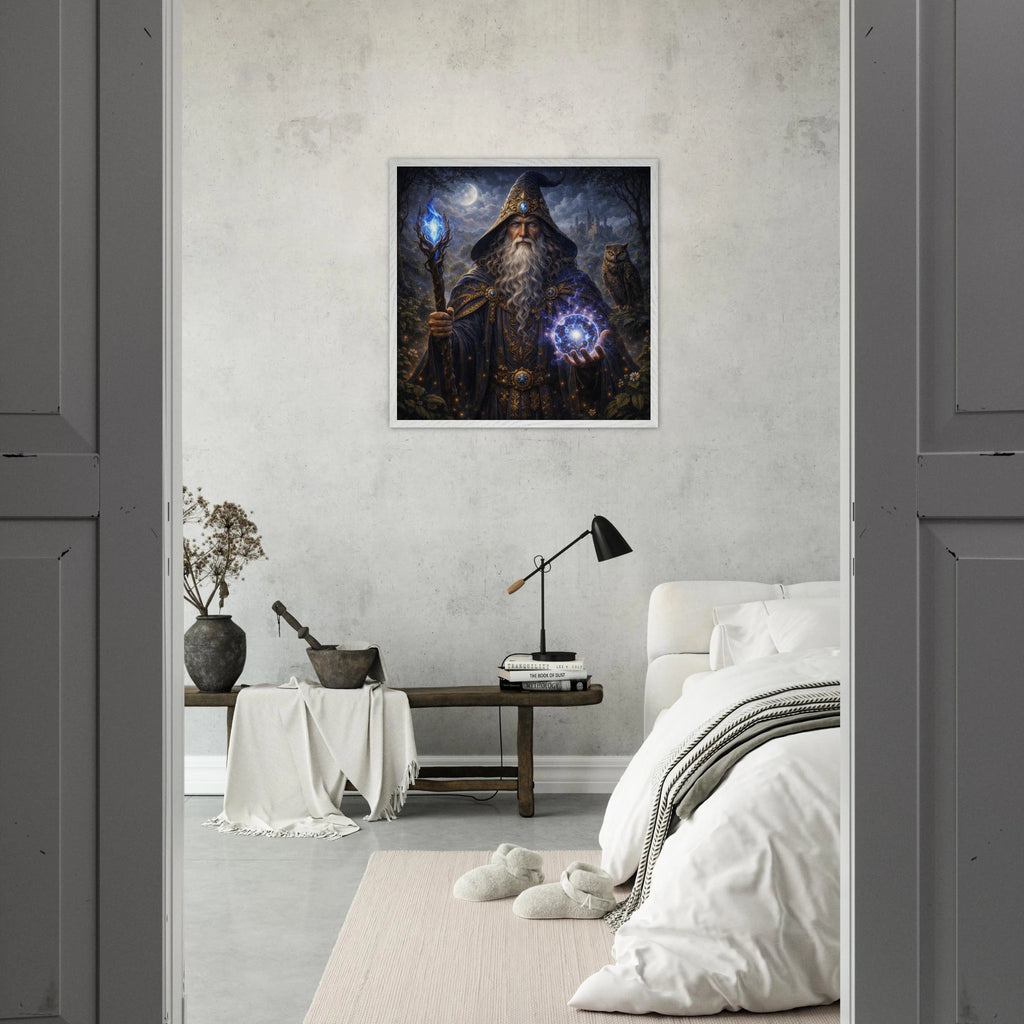 Merlin – Mythologie Fine Art Print mit Rahmen | babasan