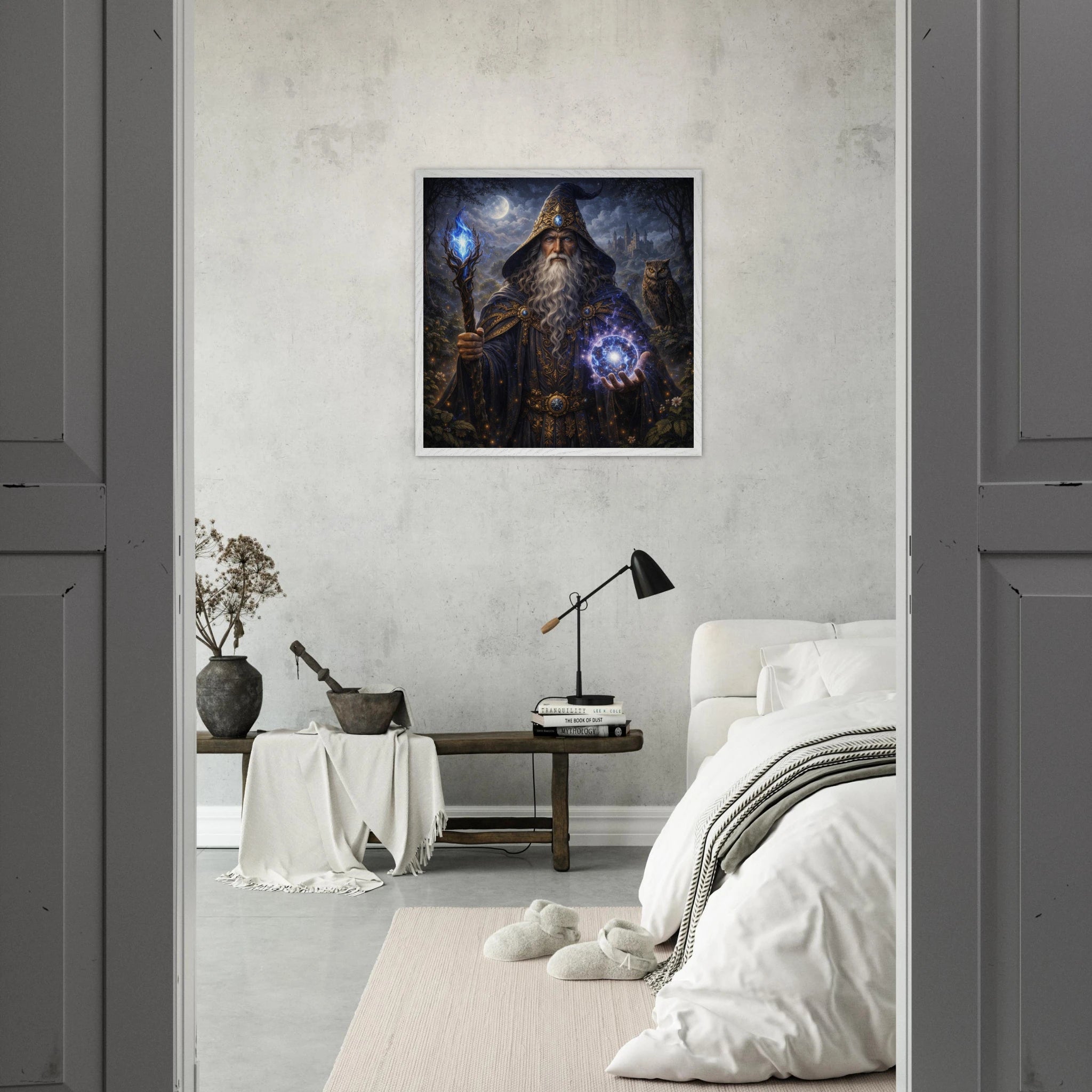 Merlin – Mythologie Fine Art Print mit Rahmen | babasan