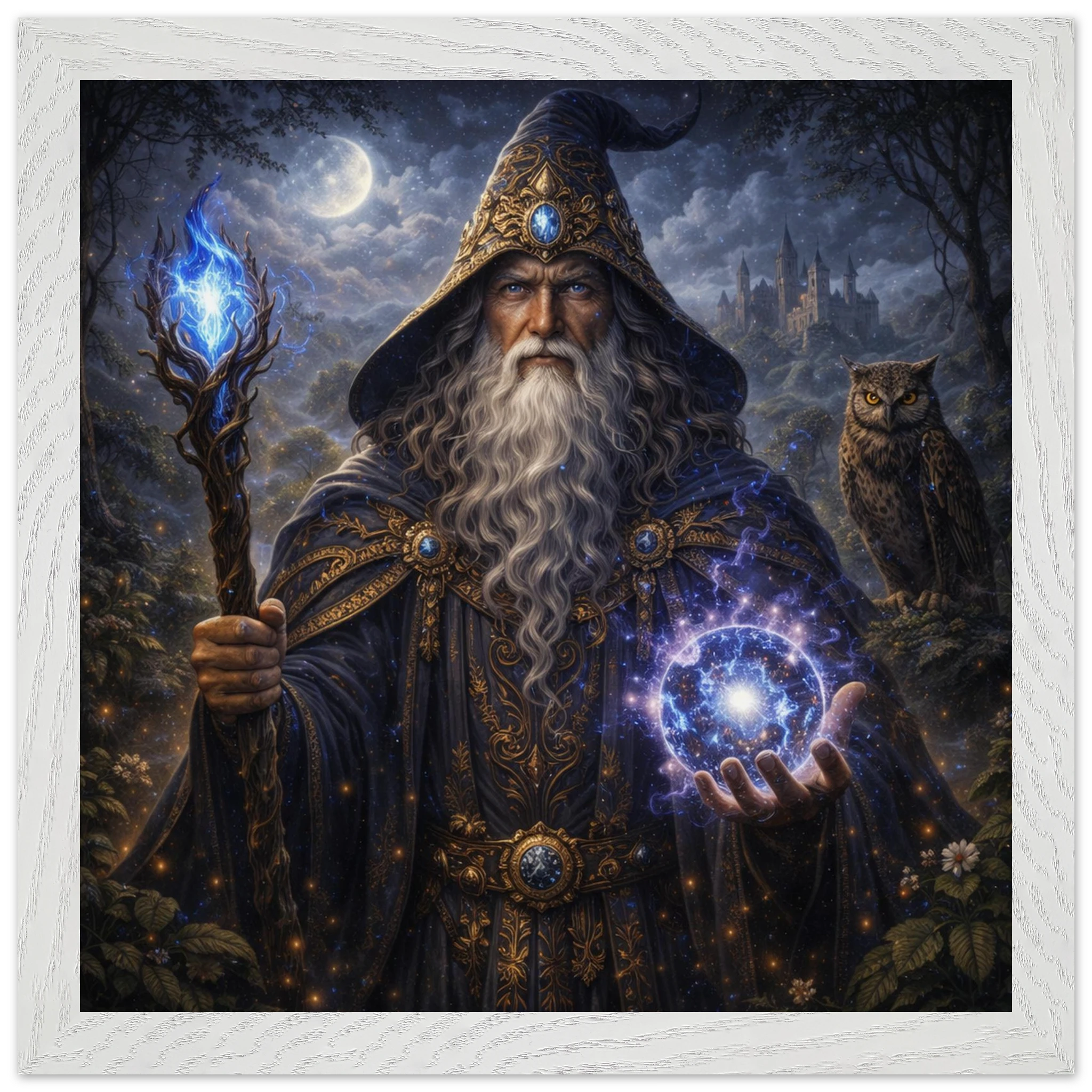 Merlin – Mythologie Fine Art Print mit Rahmen | babasan
