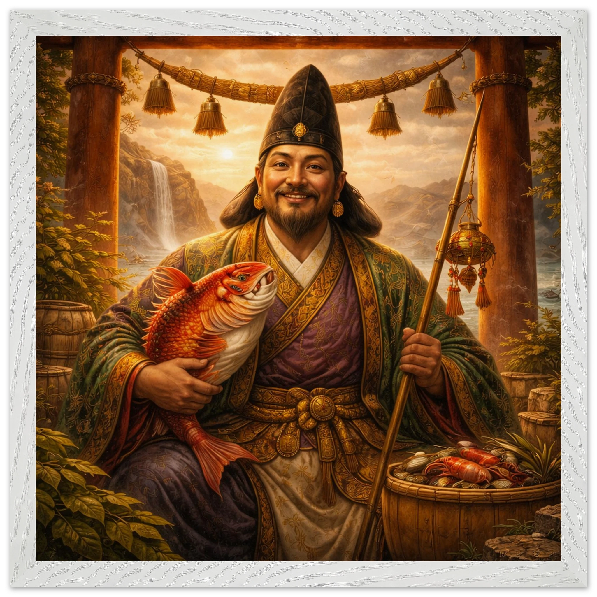 Ebisu – Mythologie Fine Art Print mit Rahmen | babasan