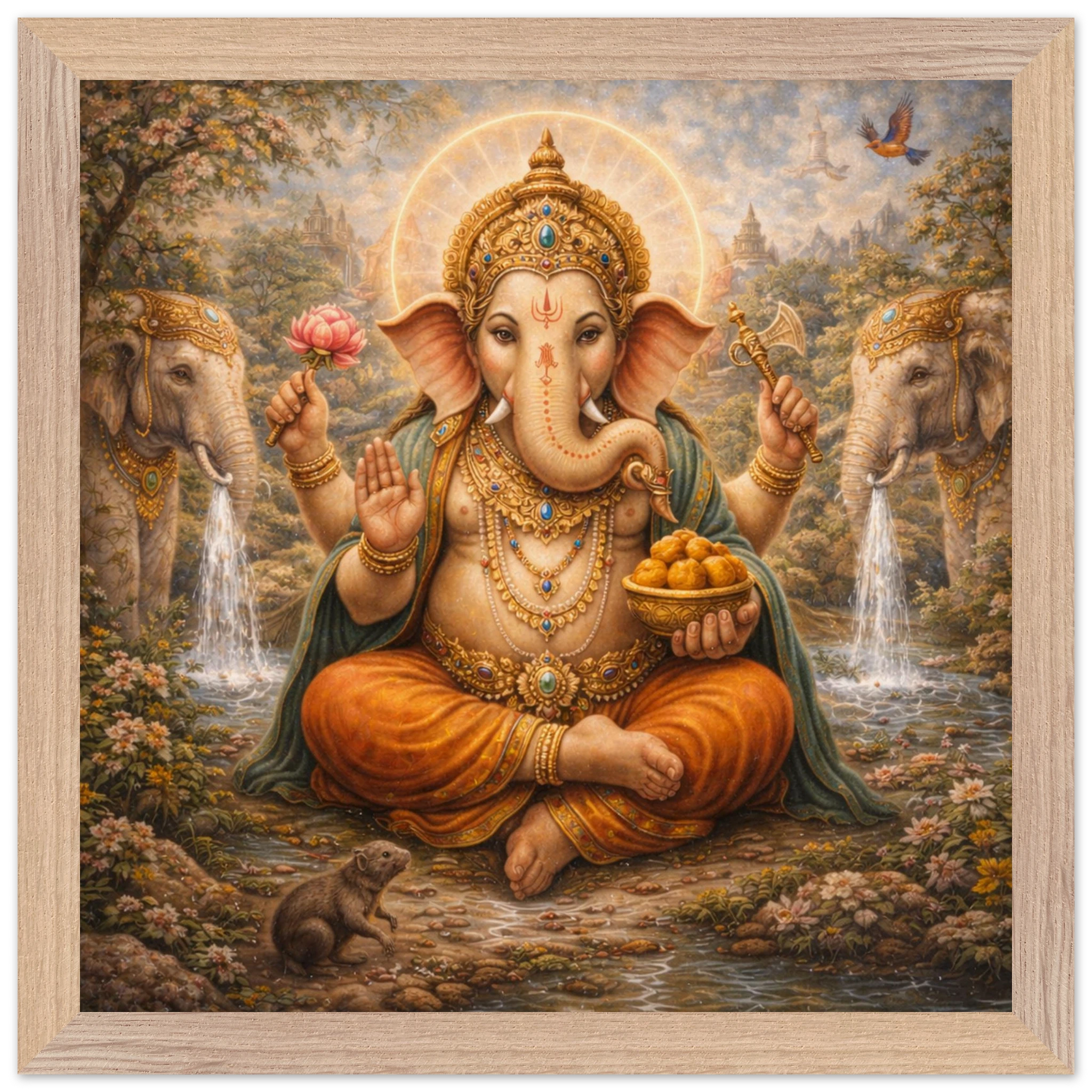 Ganesha – Mythologie Fine Art Print mit Rahmen | babasan