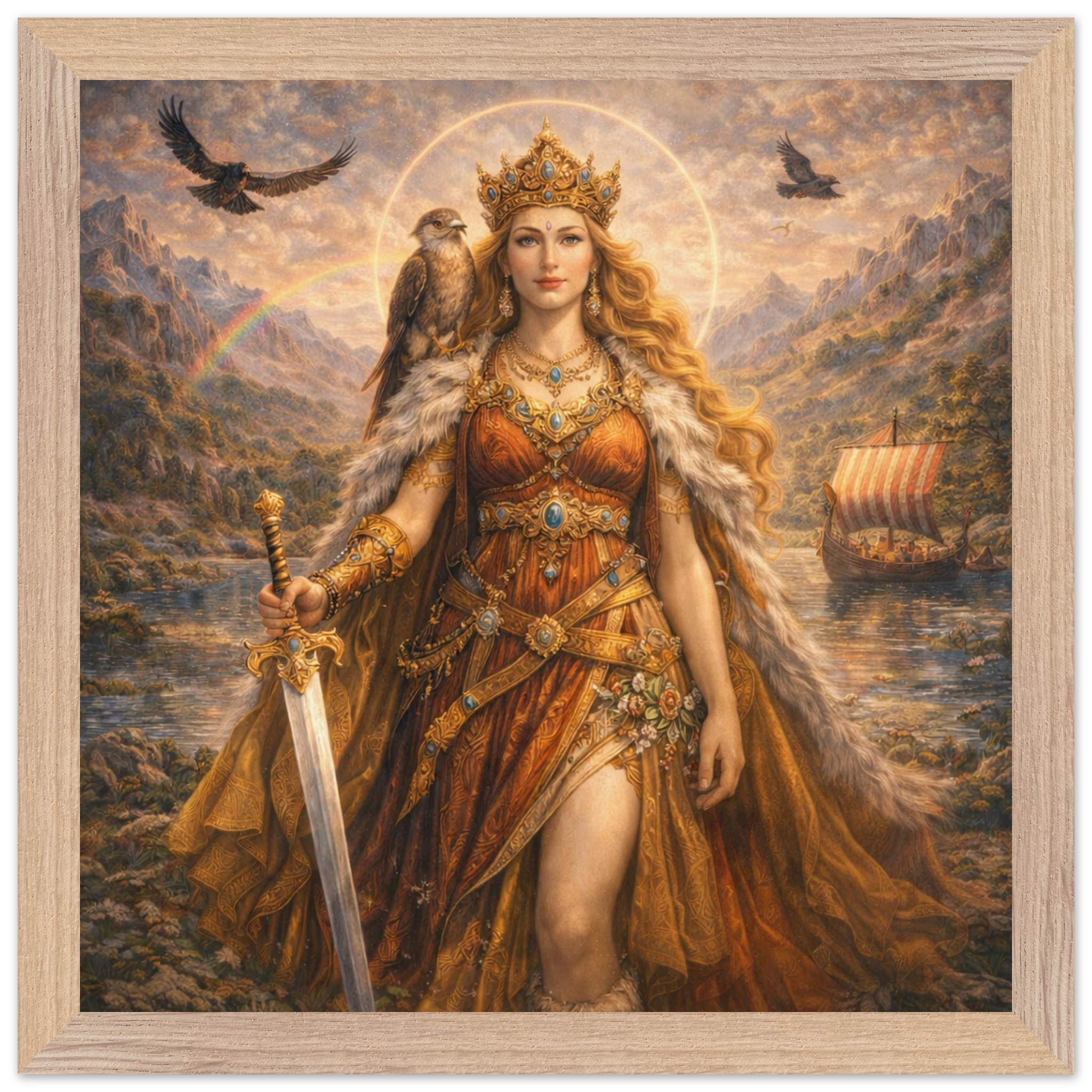 Freya – Mythologie Fine Art Print mit Rahmen | babasan