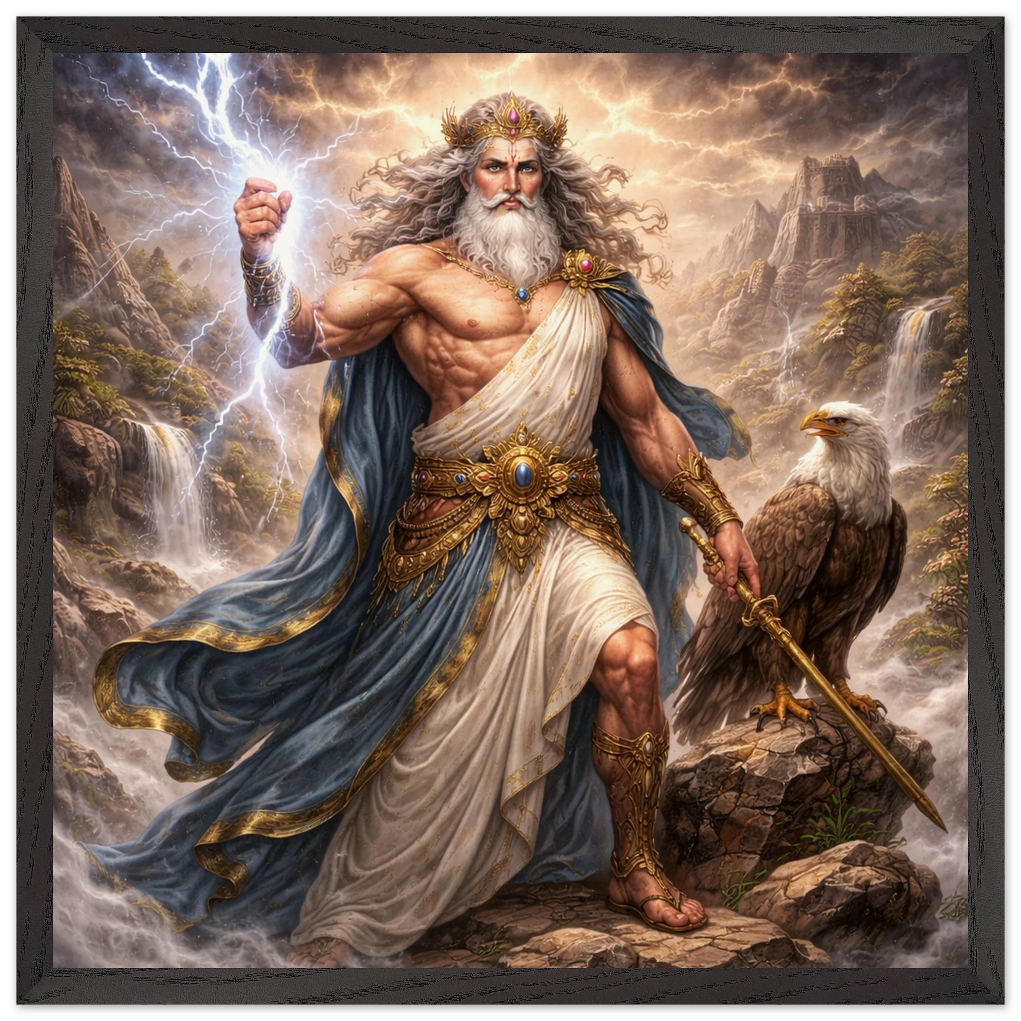Zeus – Mythologie Fine Art Print mit Rahmen | babasan
