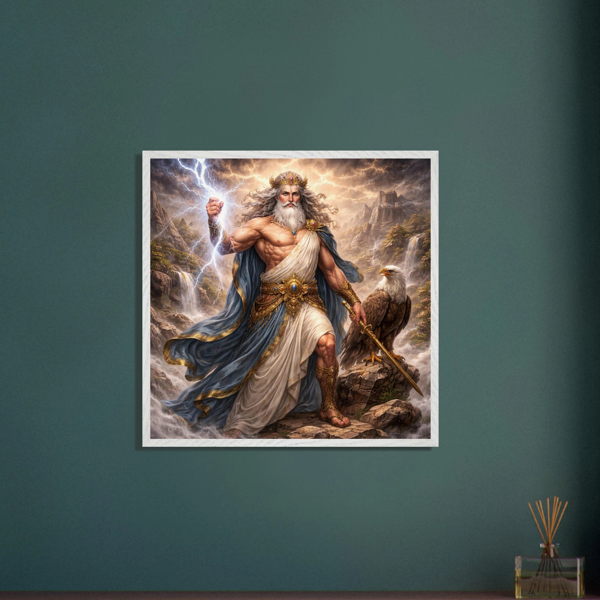 Zeus – Mythologie Fine Art Print mit Rahmen | babasan