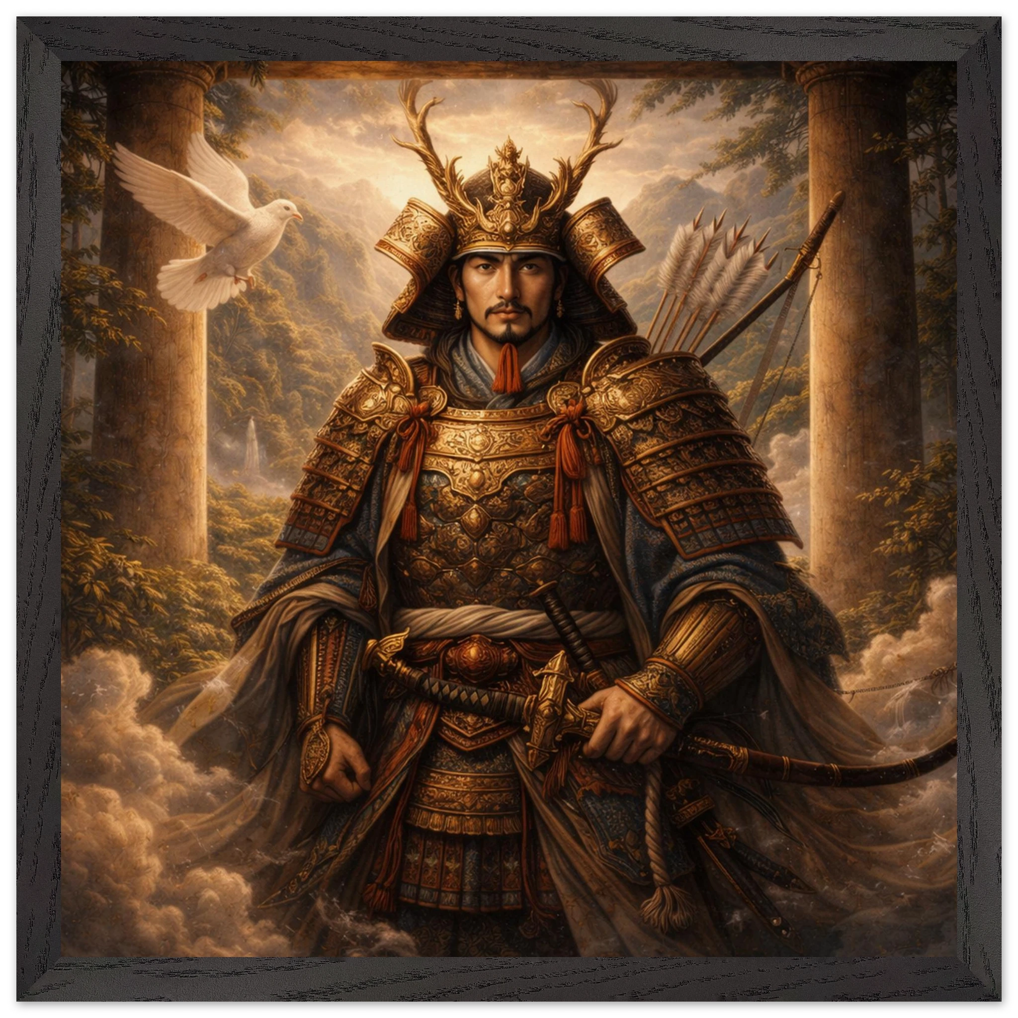 Hachiman – Mythologie Fine Art Print mit Rahmen | babasan