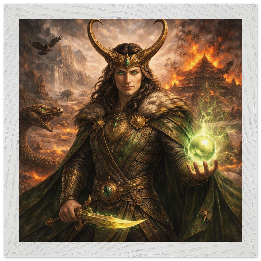 Loki – Mythologie Fine Art Print mit Rahmen | babasan