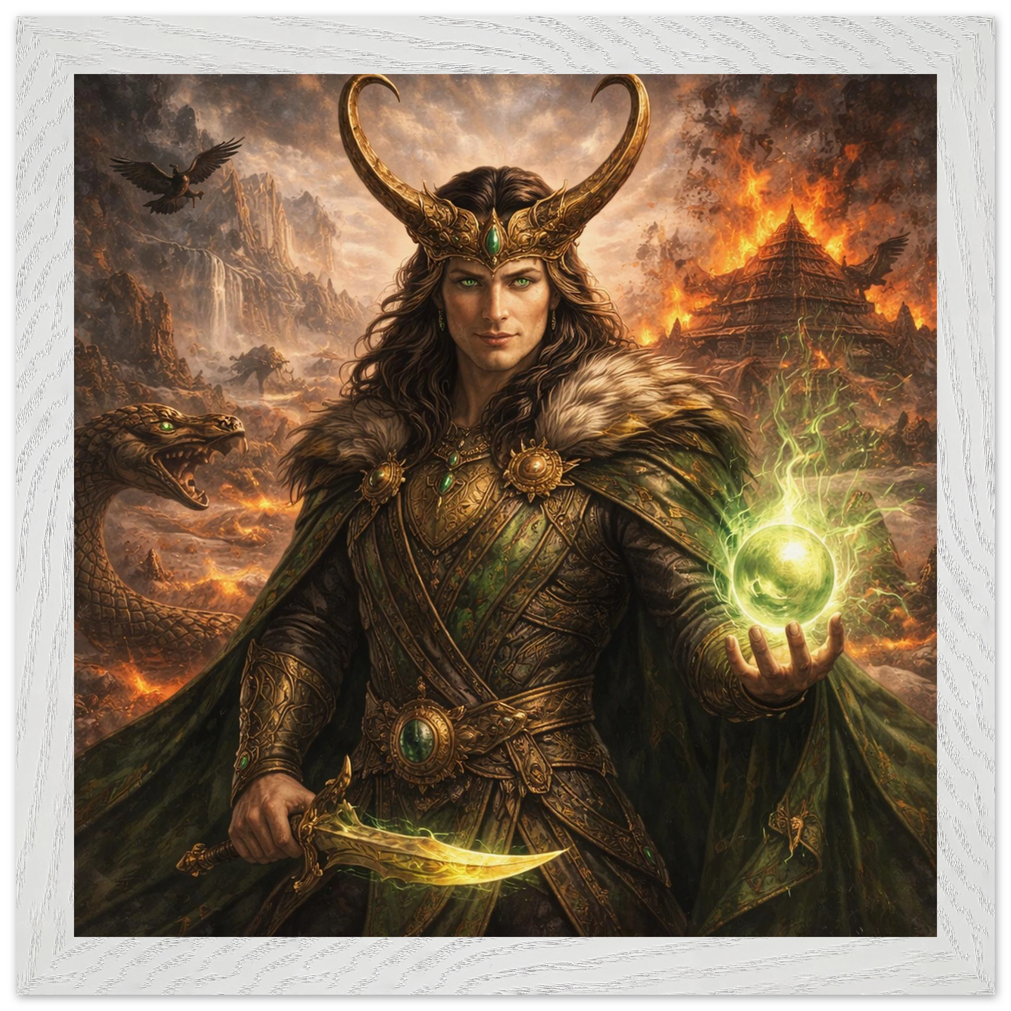 Loki – Mythologie Fine Art Print mit Rahmen | babasan