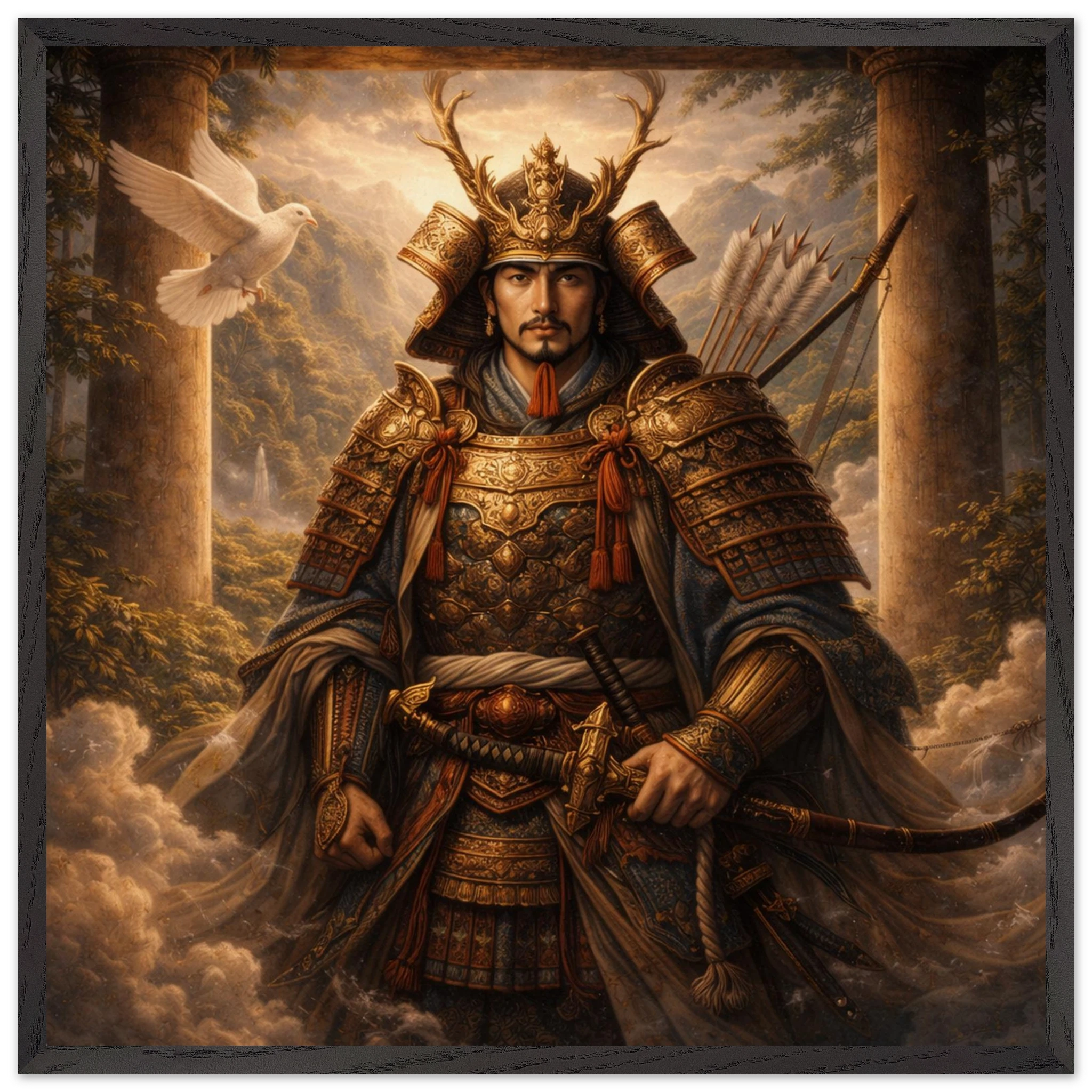 Hachiman – Mythologie Fine Art Print mit Rahmen | babasan