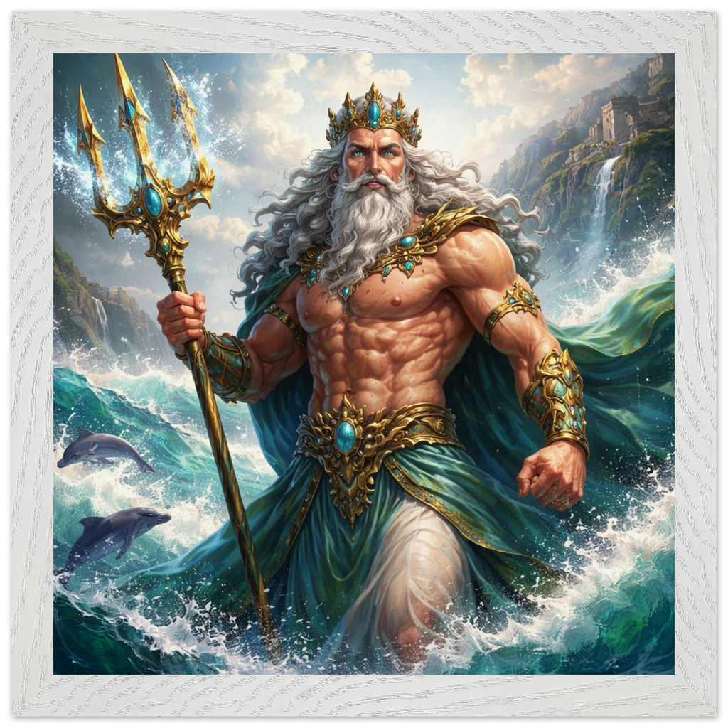 Poseidon – Mythologie Fine Art Print mit Rahmen | babasan