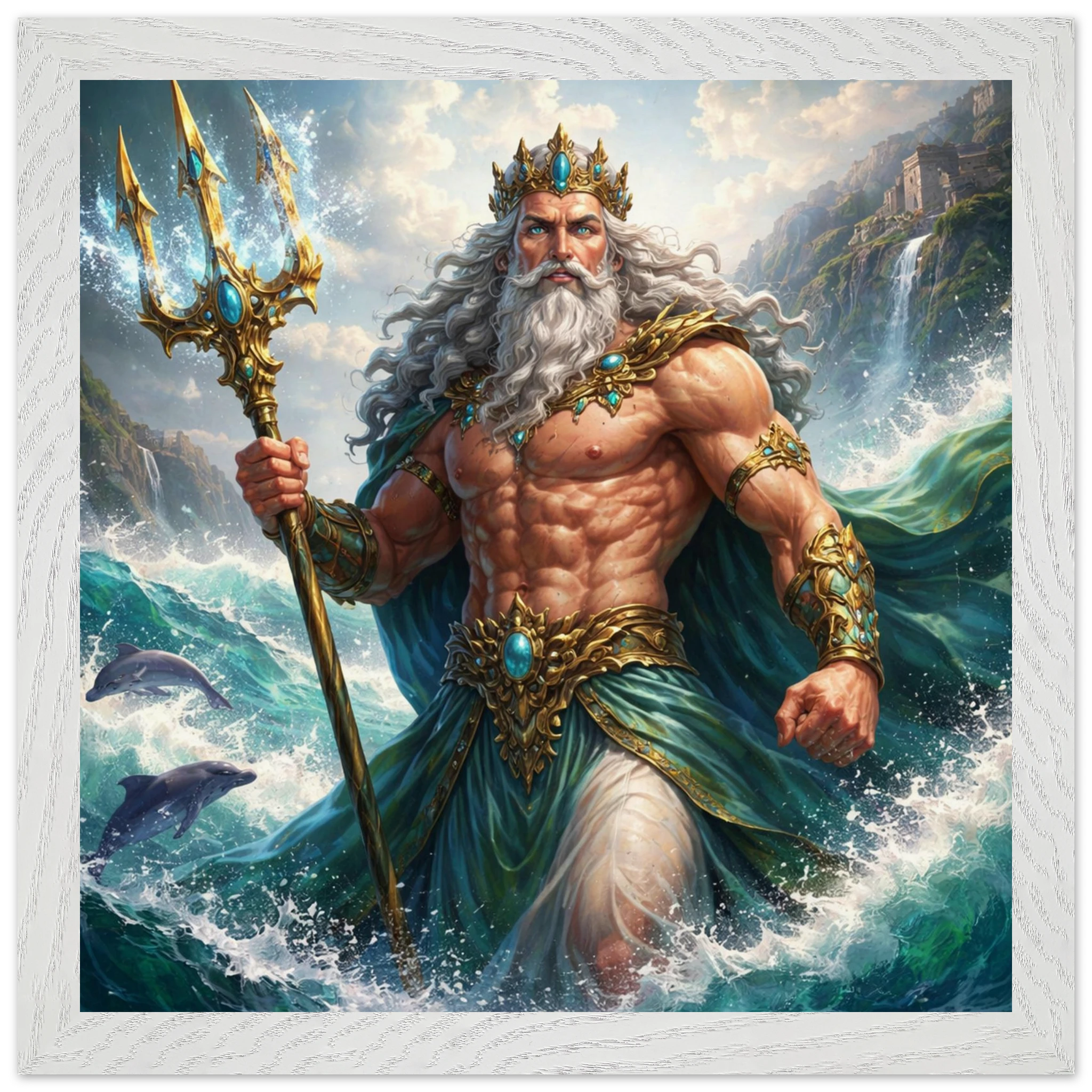 Poseidon – Mythologie Fine Art Print mit Rahmen | babasan