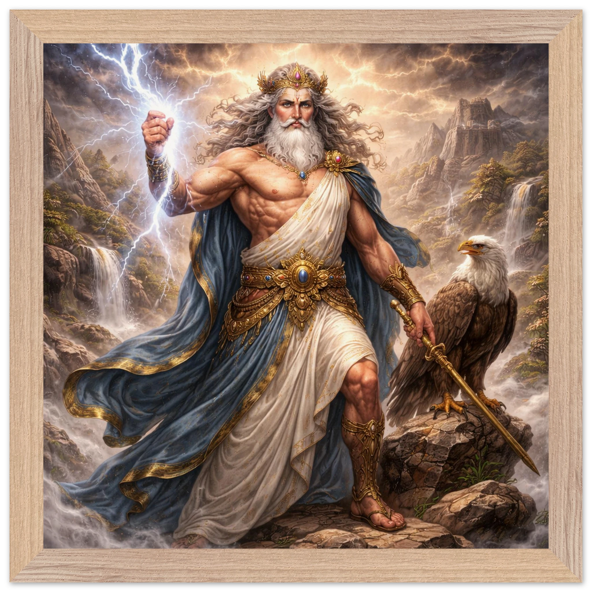 Zeus – Mythologie Fine Art Print mit Rahmen | babasan