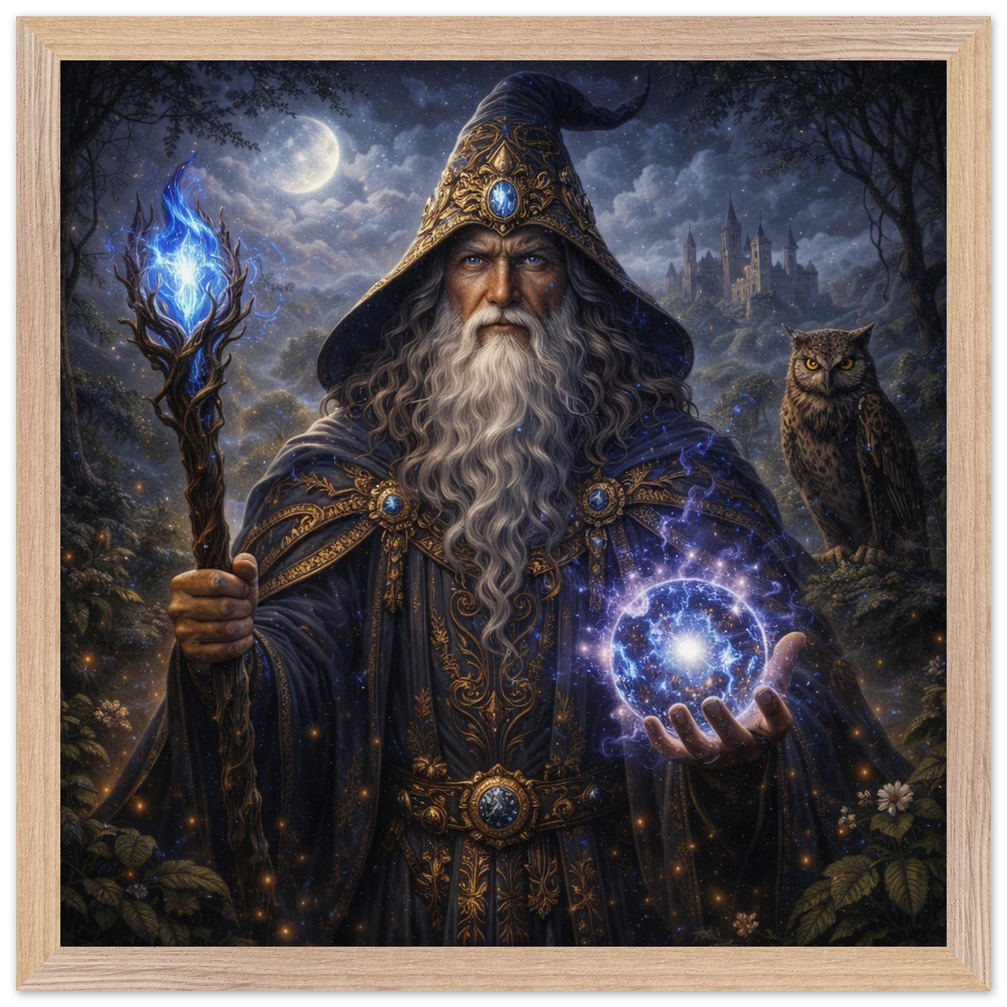 Merlin – Mythologie Fine Art Print mit Rahmen | babasan