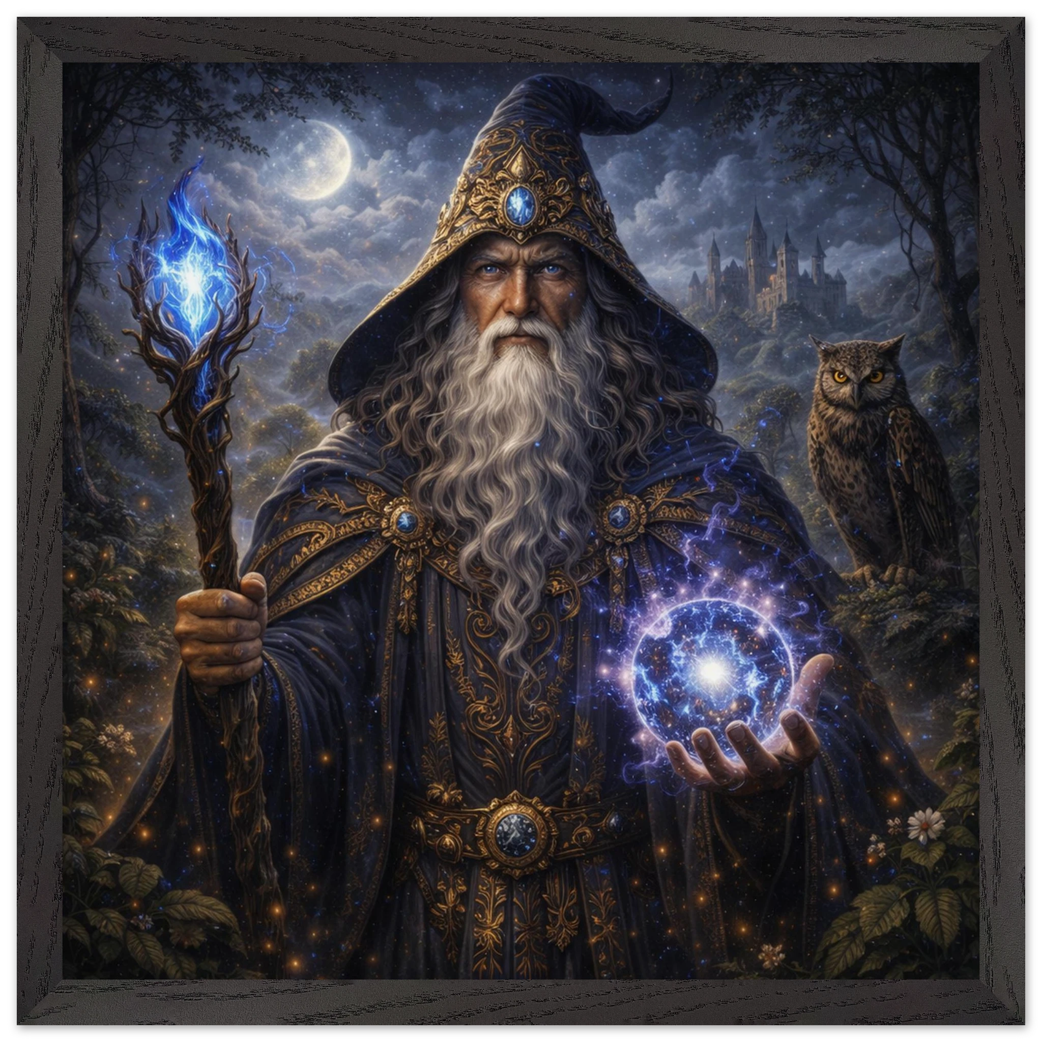 Merlin – Mythologie Fine Art Print mit Rahmen | babasan