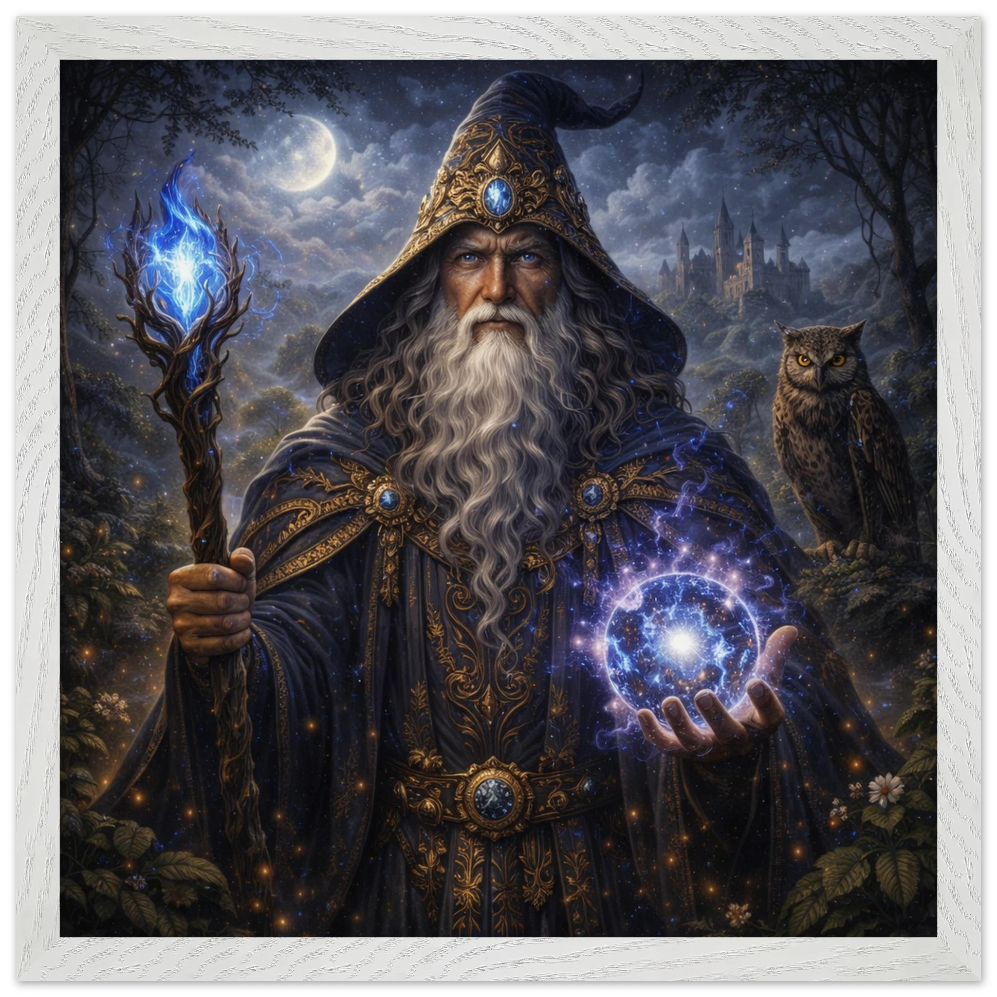 Merlin – Mythologie Fine Art Print mit Rahmen | babasan