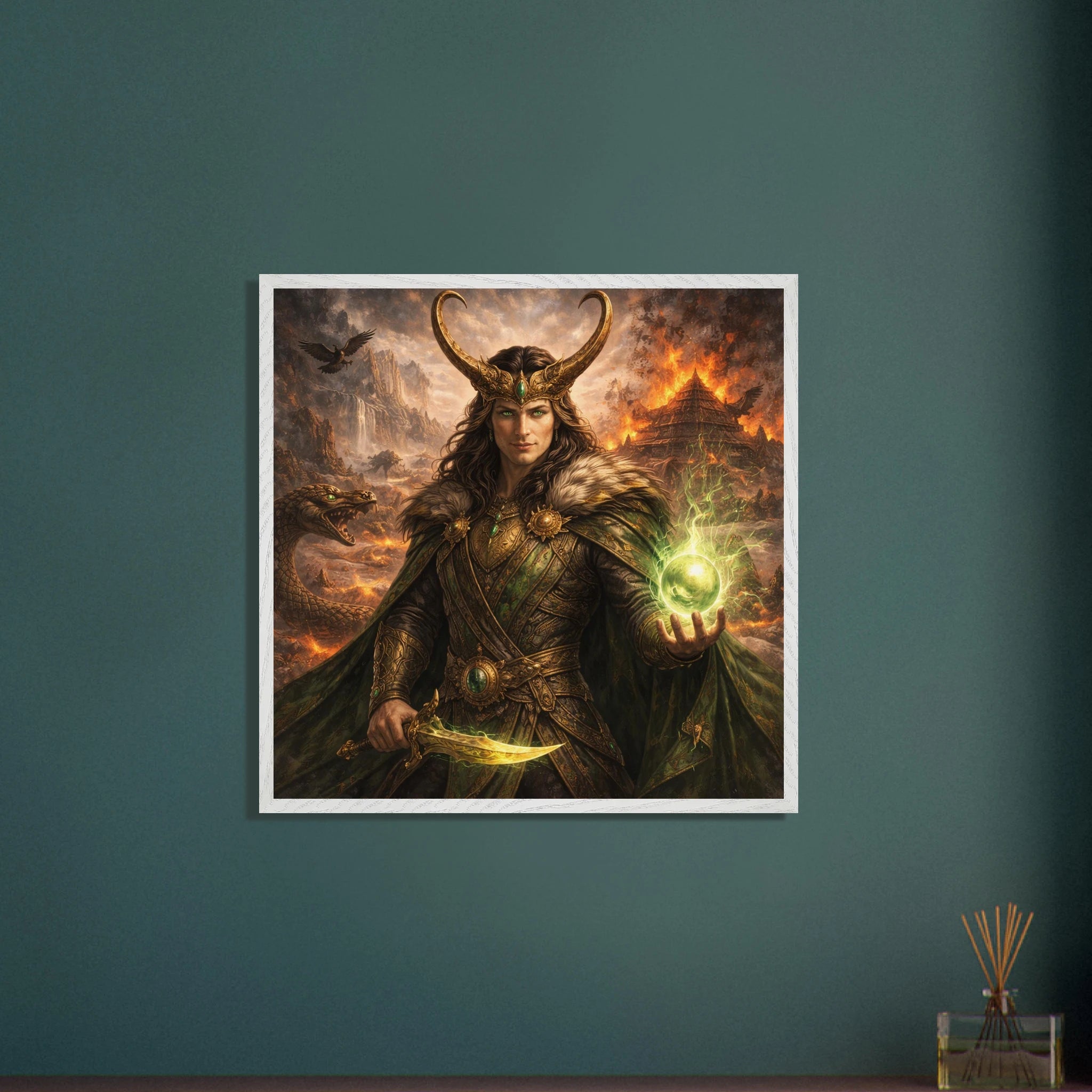 Loki – Mythologie Fine Art Print mit Rahmen | babasan