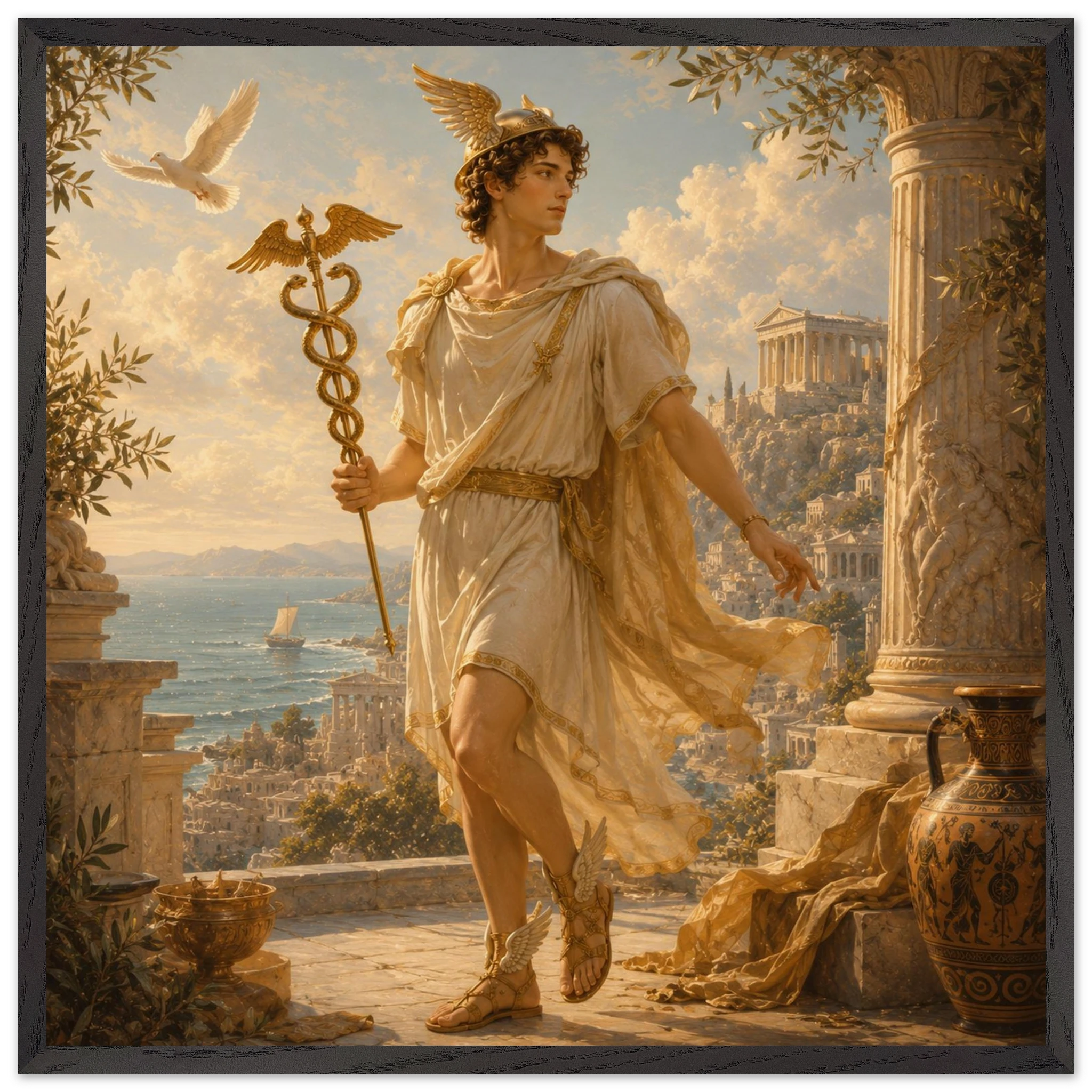 Hermes – Mythologie Fine Art Print mit Rahmen | babasan