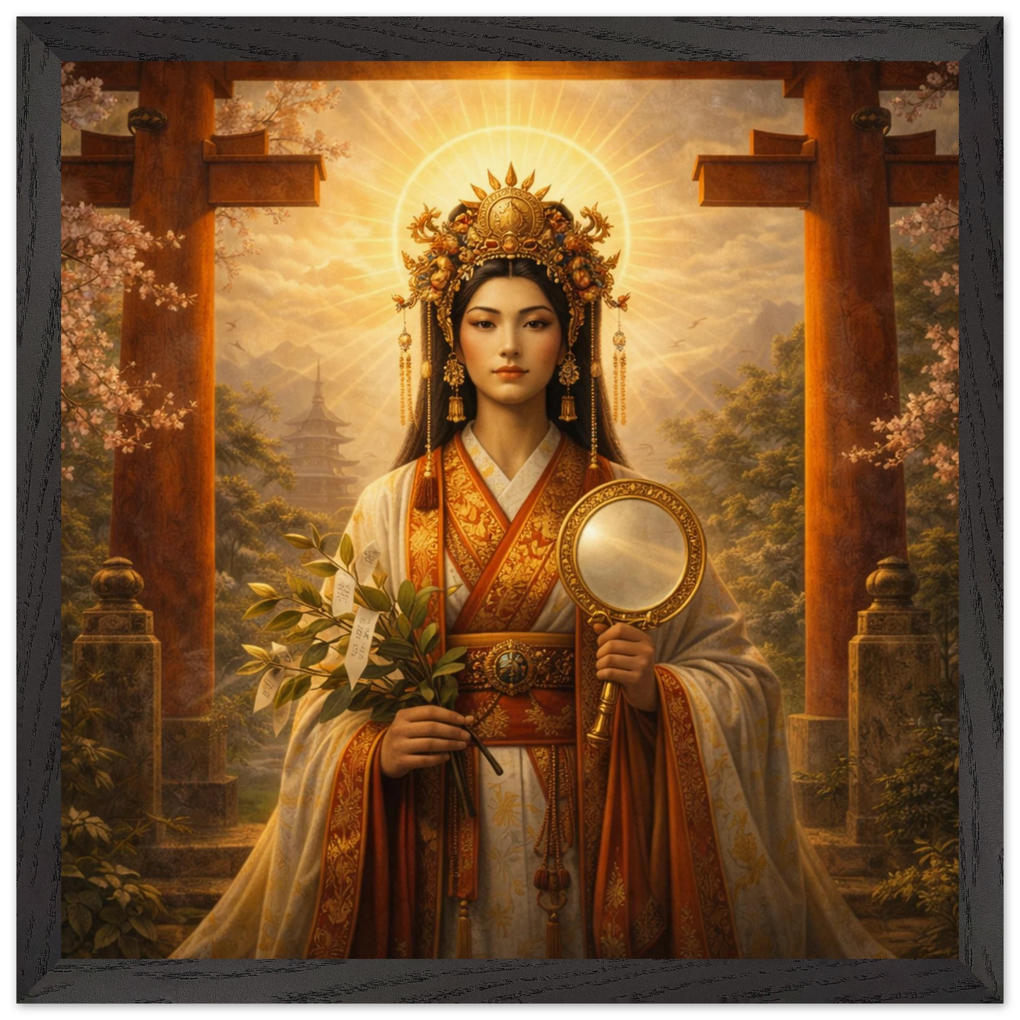 Amaterasu – Mythologie Fine Art Print mit Rahmen | babasan