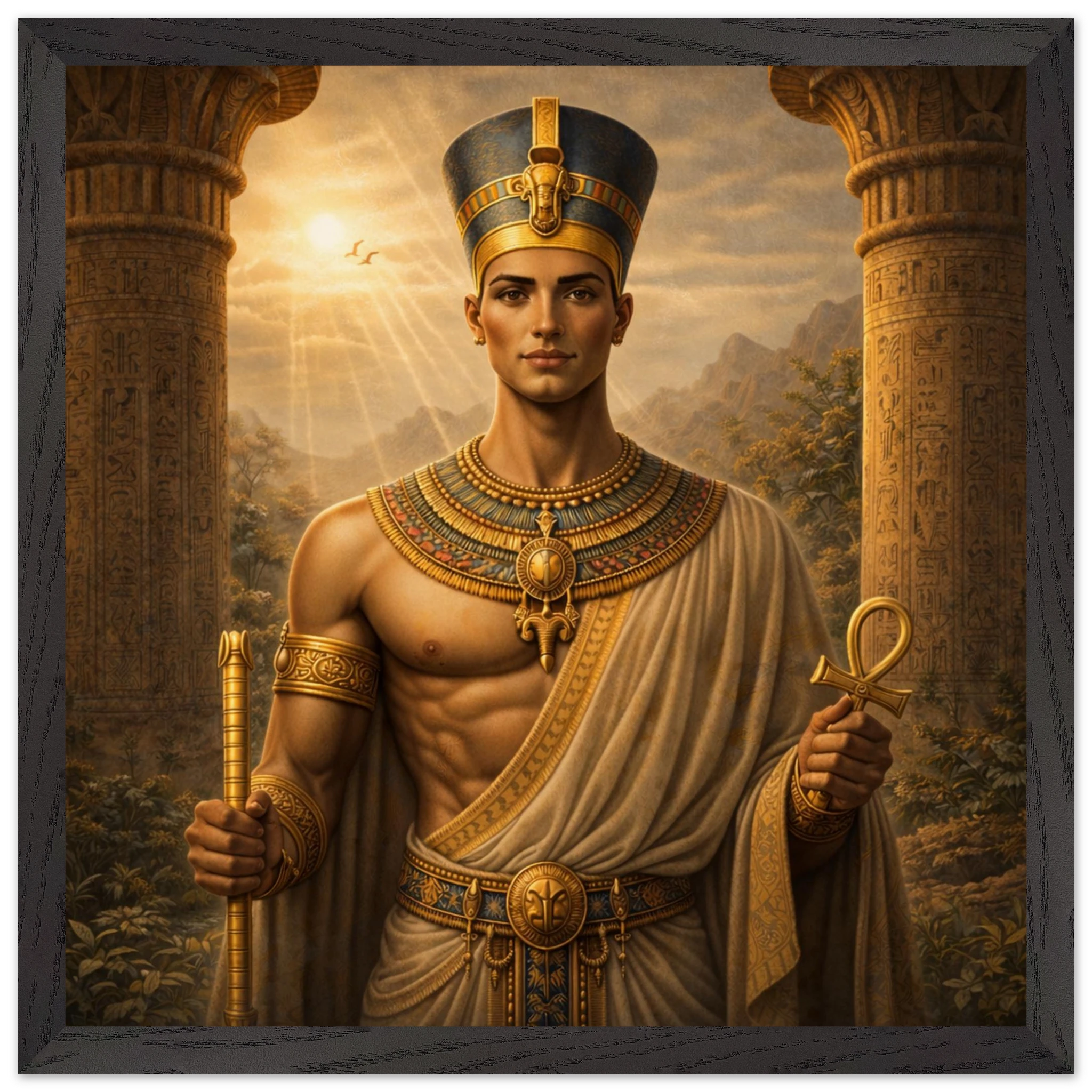 Echnaton – Mythologie Fine Art Print mit Rahmen | babasan
