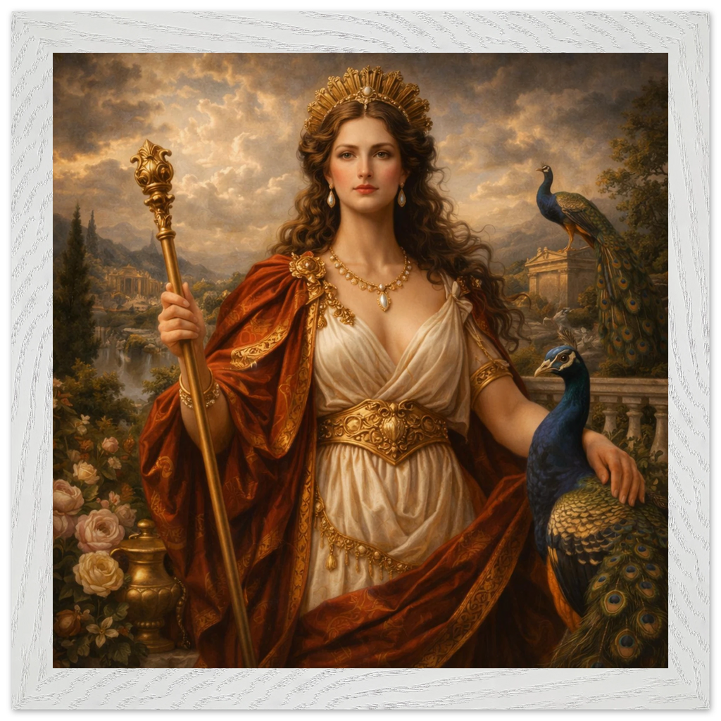 Juno – Mythologie Fine Art Print mit Rahmen | babasan