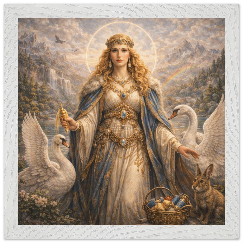 Frigg – Mythologie Fine Art Print mit Rahmen | babasan