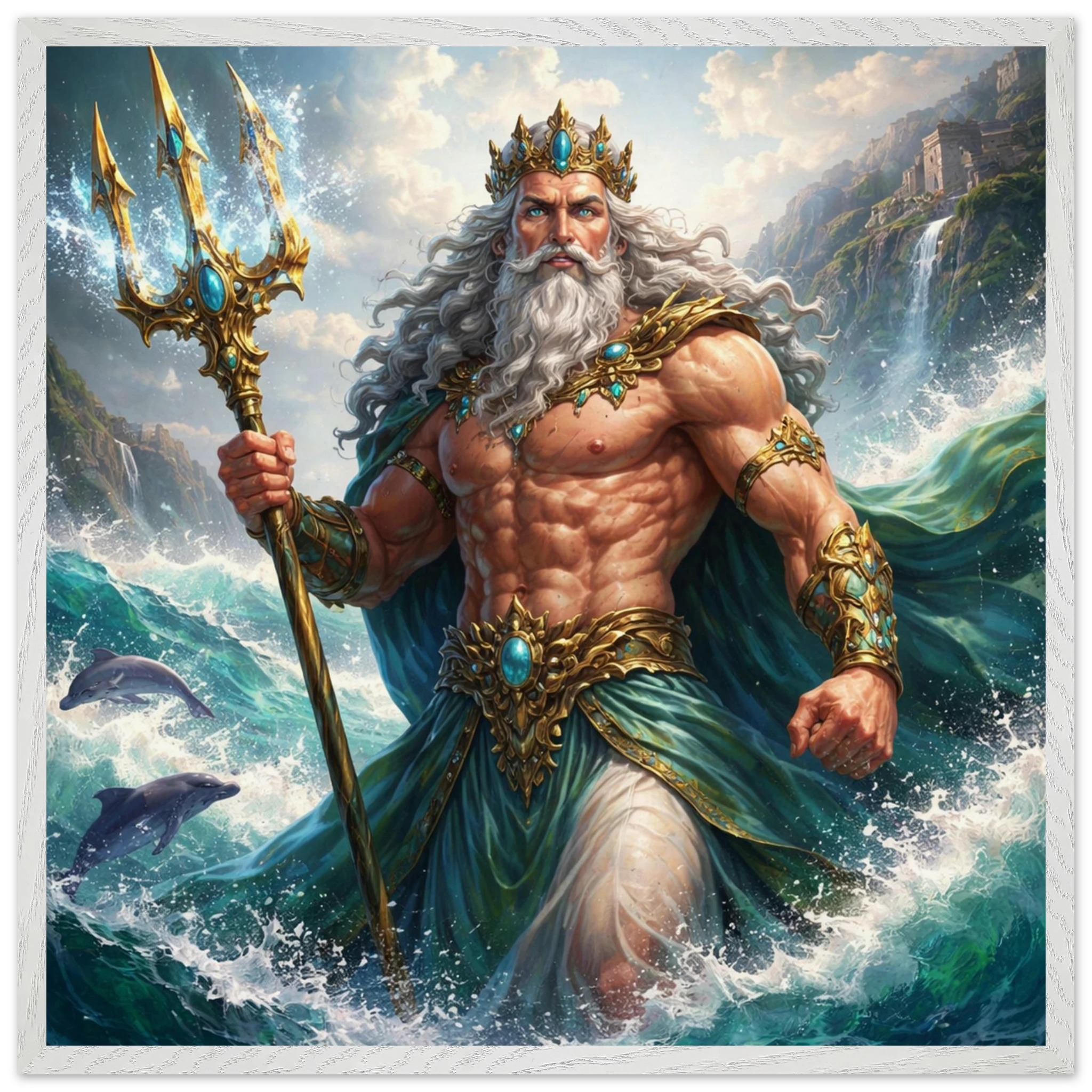 Poseidon – Mythologie Fine Art Print mit Rahmen | babasan