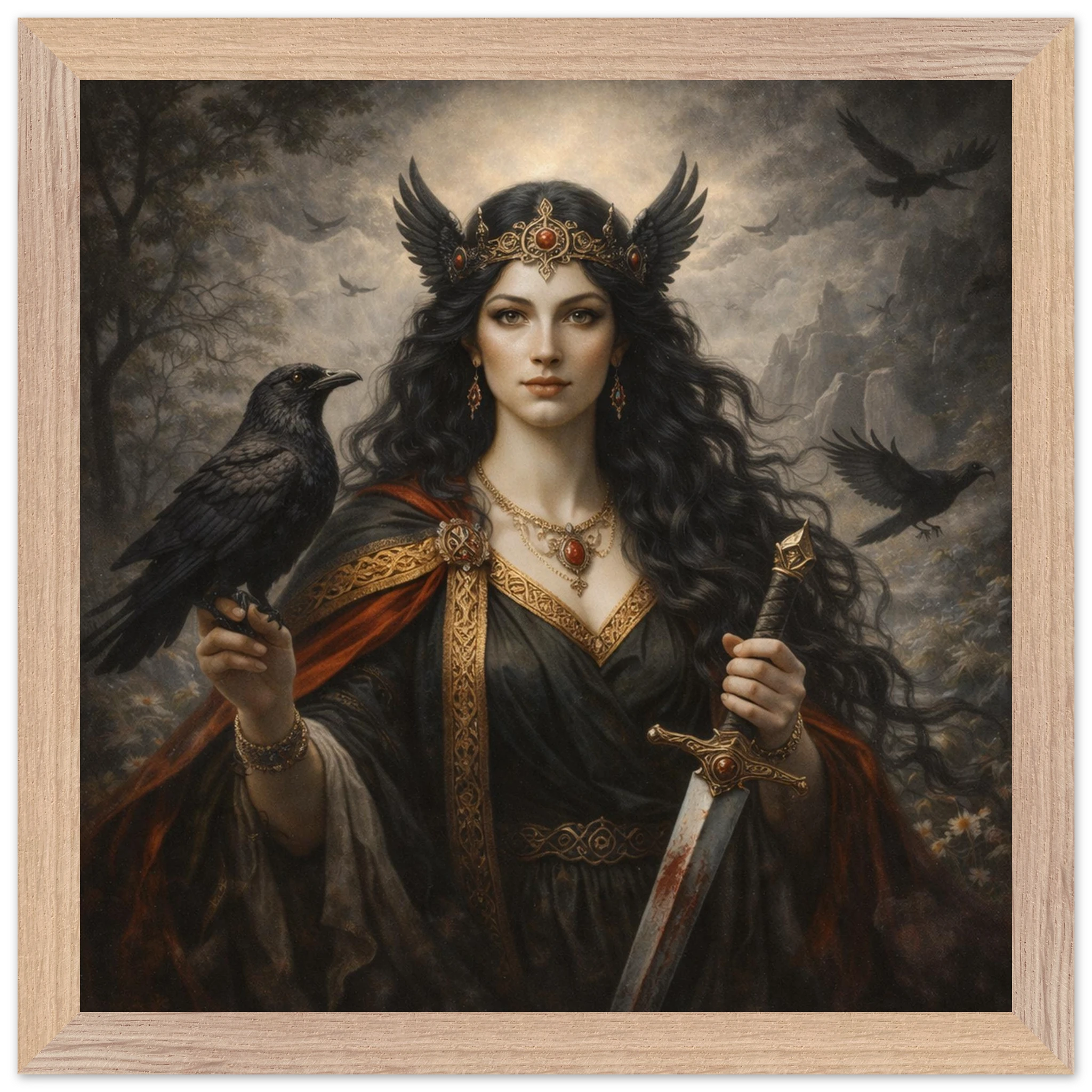 Morrigan – Mythologie Fine Art Print mit Rahmen | babasan