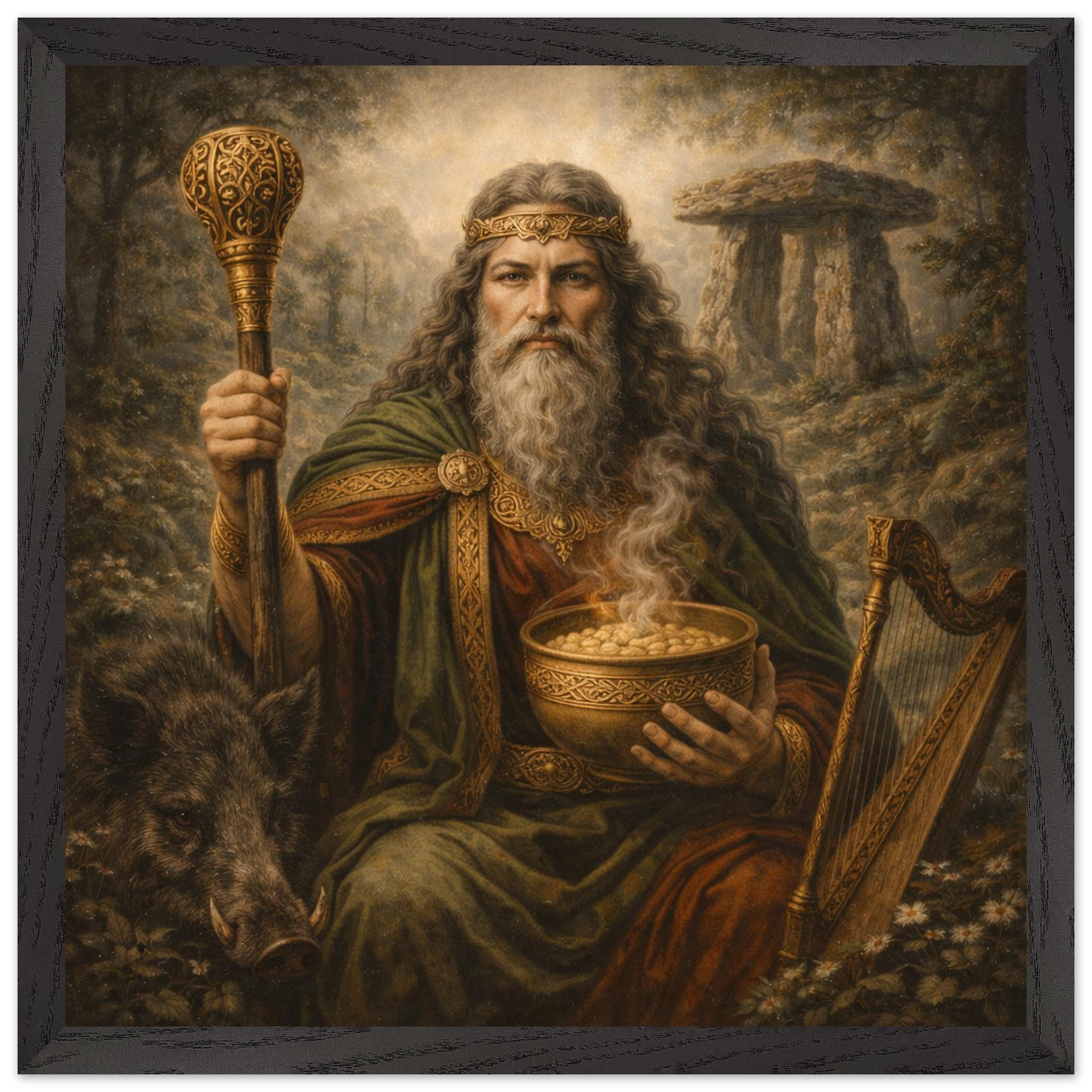 Dagda – Mythologie Fine Art Print mit Rahmen | babasan