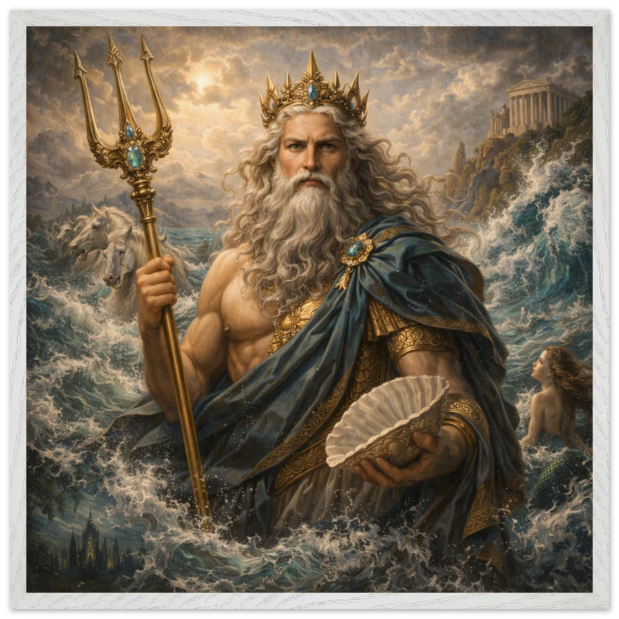 Neptun – Mythologie Fine Art Print mit Rahmen | babasan