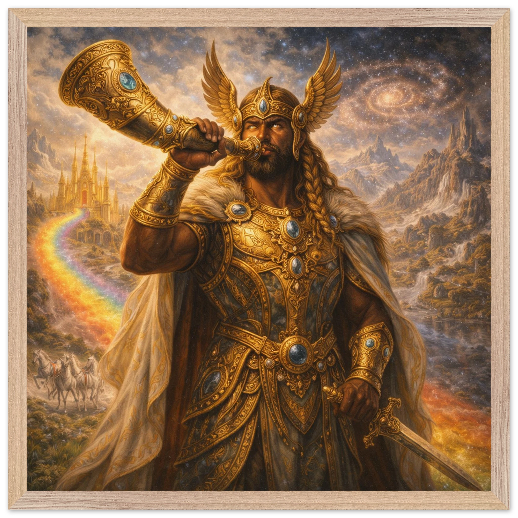 Heimdall – Mythologie Fine Art Print mit Rahmen | babasan