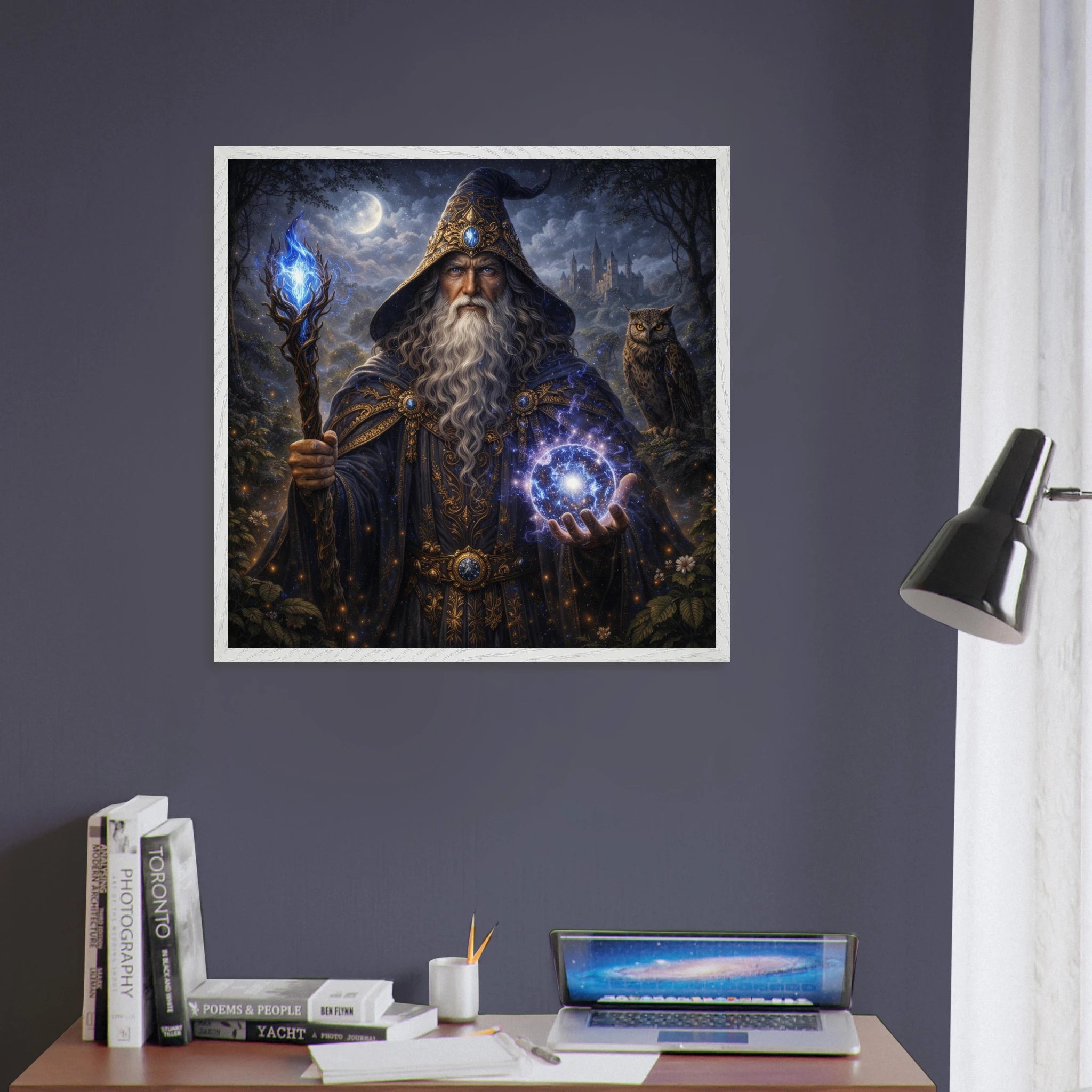 Merlin – Mythologie Fine Art Print mit Rahmen | babasan