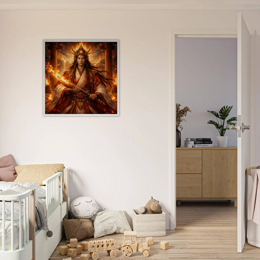 Kagutsuchi – Mythologie Fine Art Print mit Rahmen | babasan