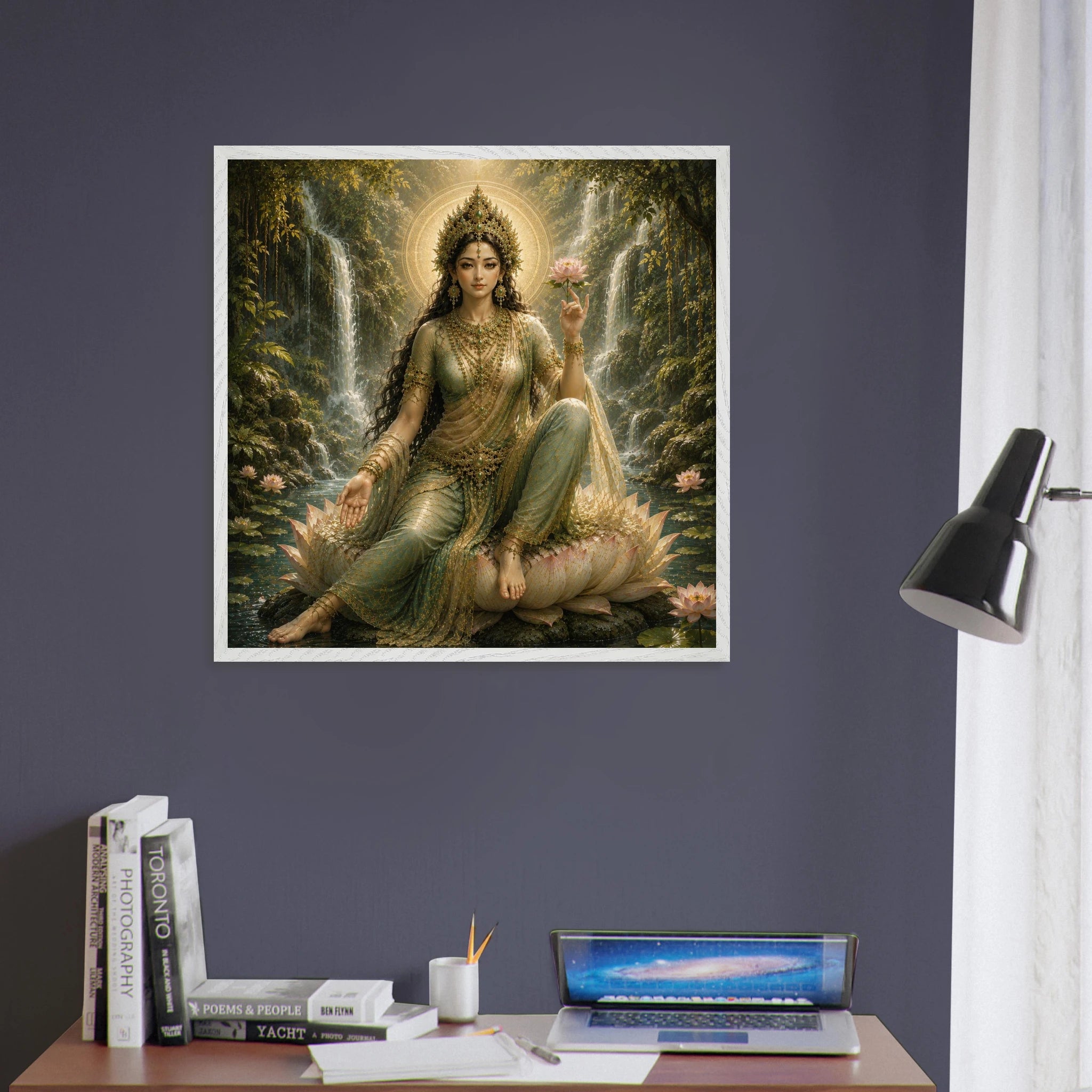 Grüne Tara – Mythologie Fine Art Print mit Rahmen | babasan